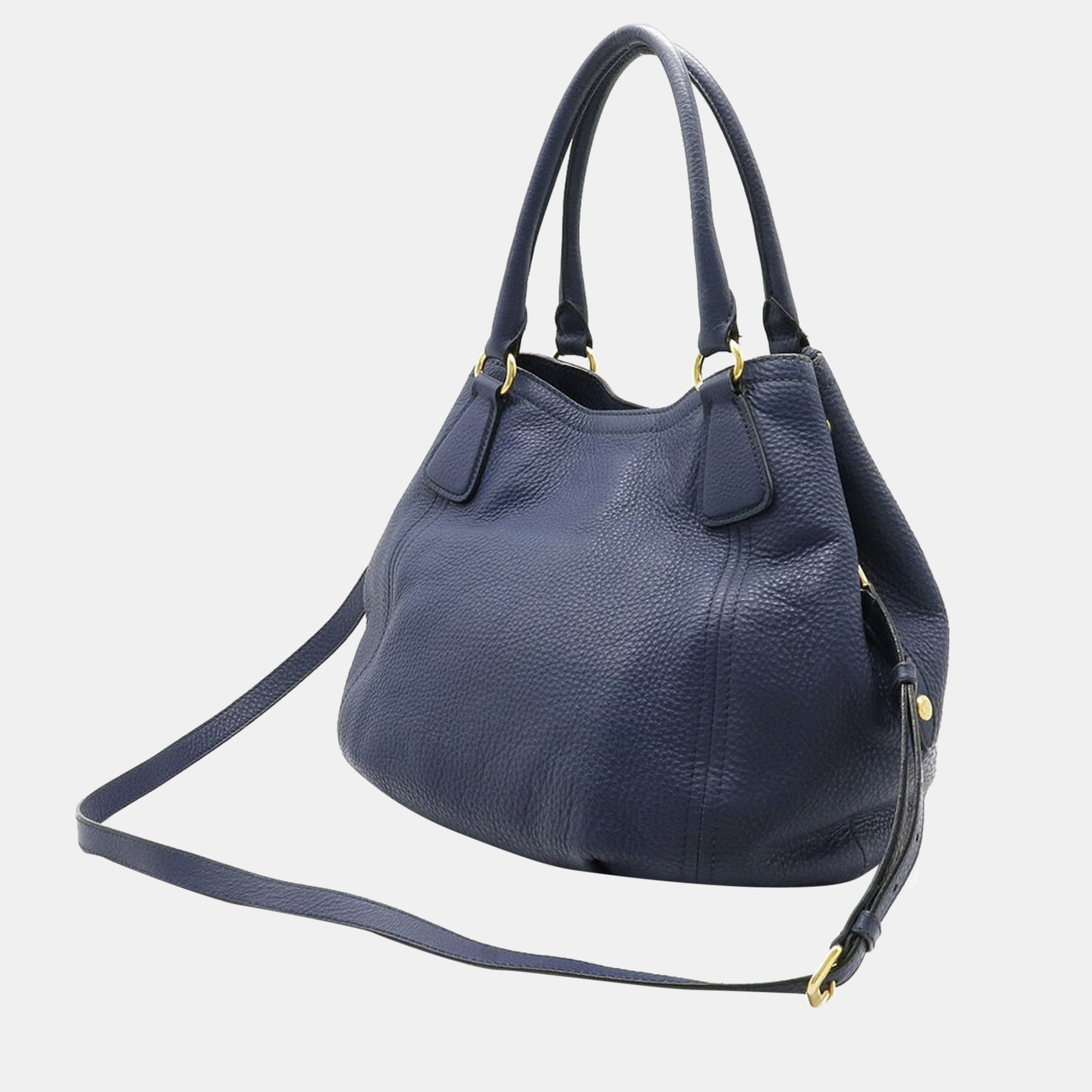 

Prada Blue Leather Convertible Vitello Danio Tote Bag, Navy blue
