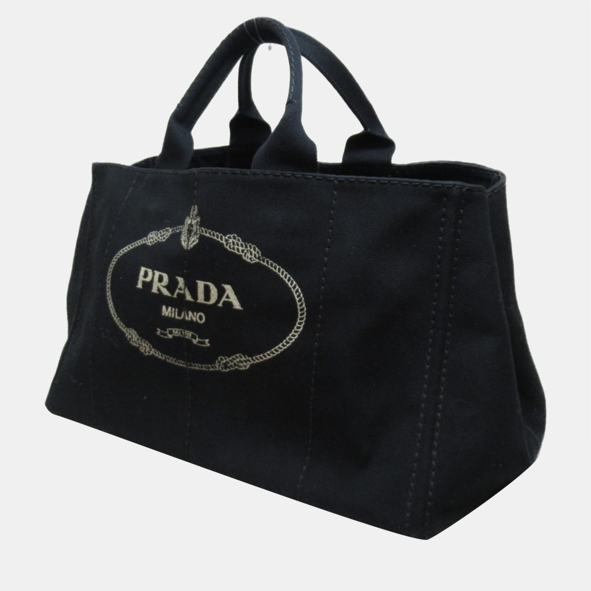 

Prada Black Canvas Canapa Logo Tote Bag