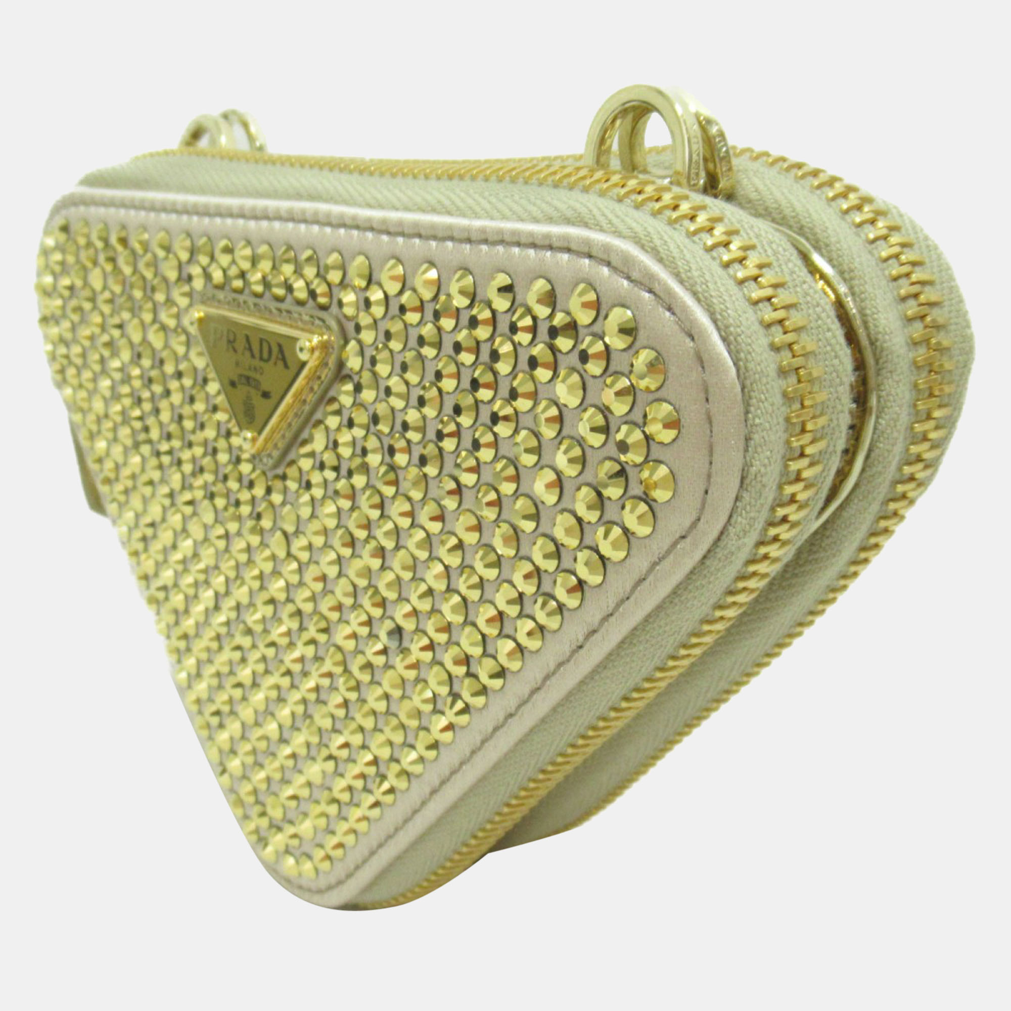 

Prada Gold Crystal Embellished Triangle Pouch Shoulder Bag