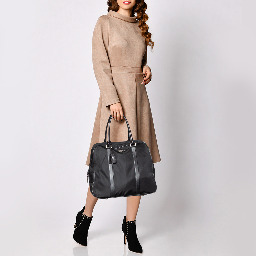 

Prada Black Nylon and Leather Zip Satchel