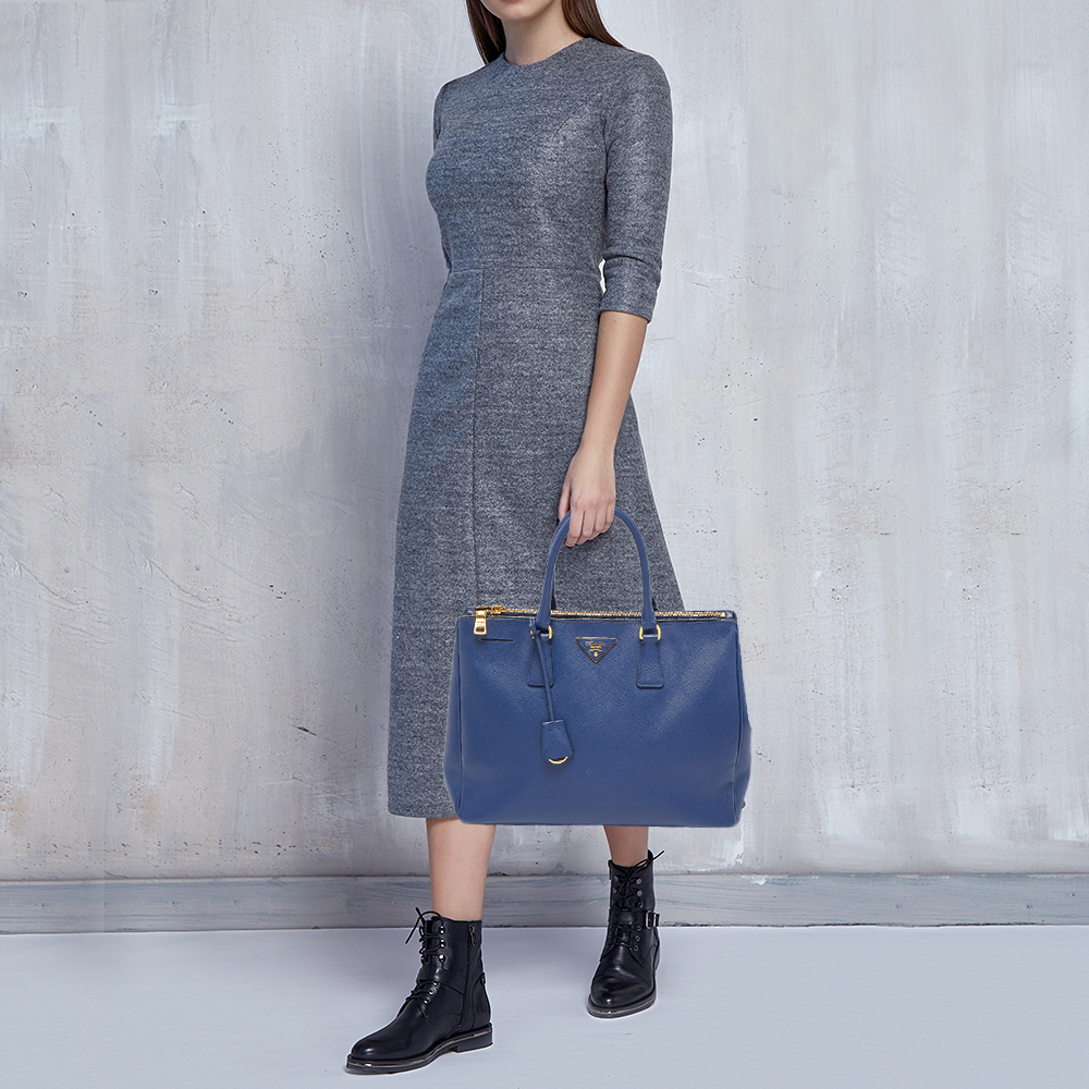 

Prada Navy Blue Saffiano Lux Leather Large Galleria Double Zip Tote
