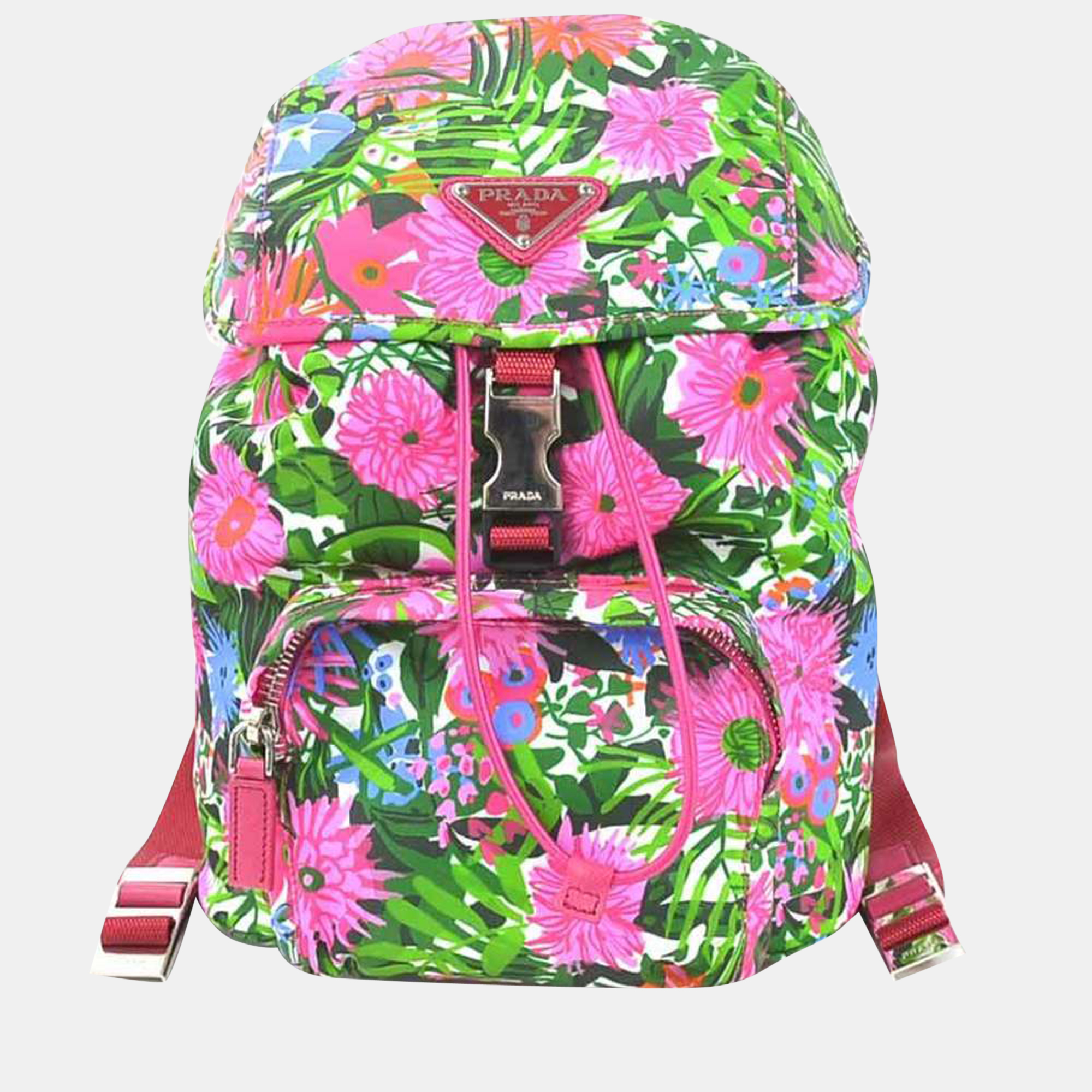 Pre-owned Prada Multicolor Floral Nylon Tessuto Backpack