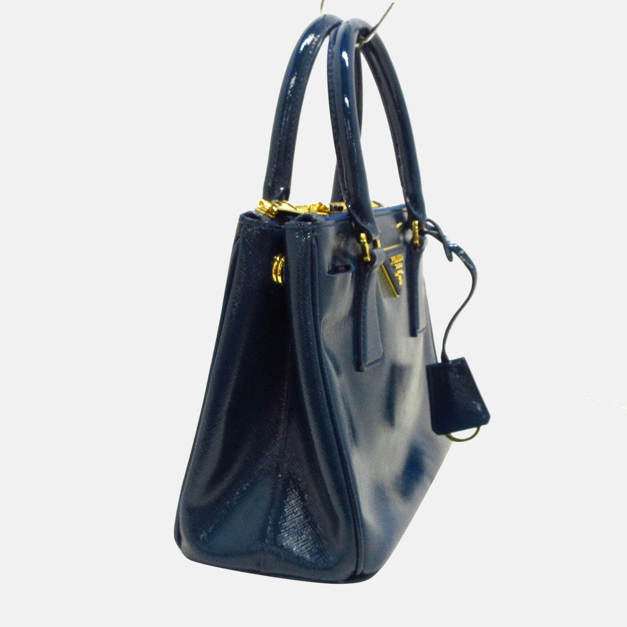 

Prada Blue Leather Small Saffiano Double Zip Galleria Tote Bag