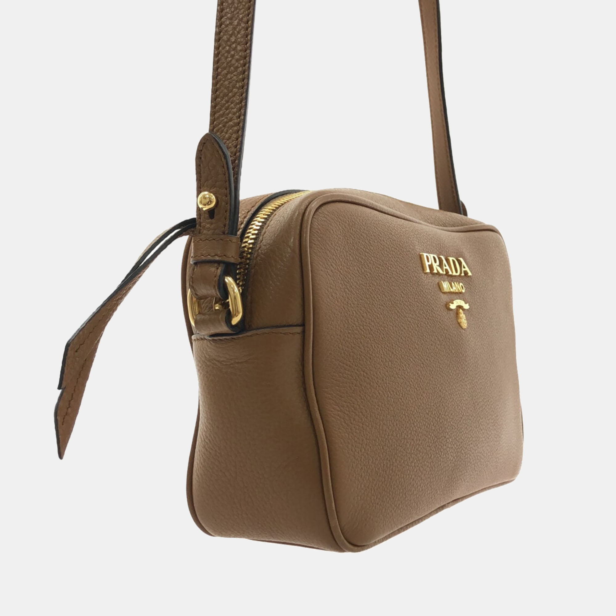 

Prada Brown Leather Saffiano Lux Mini Camera Bag