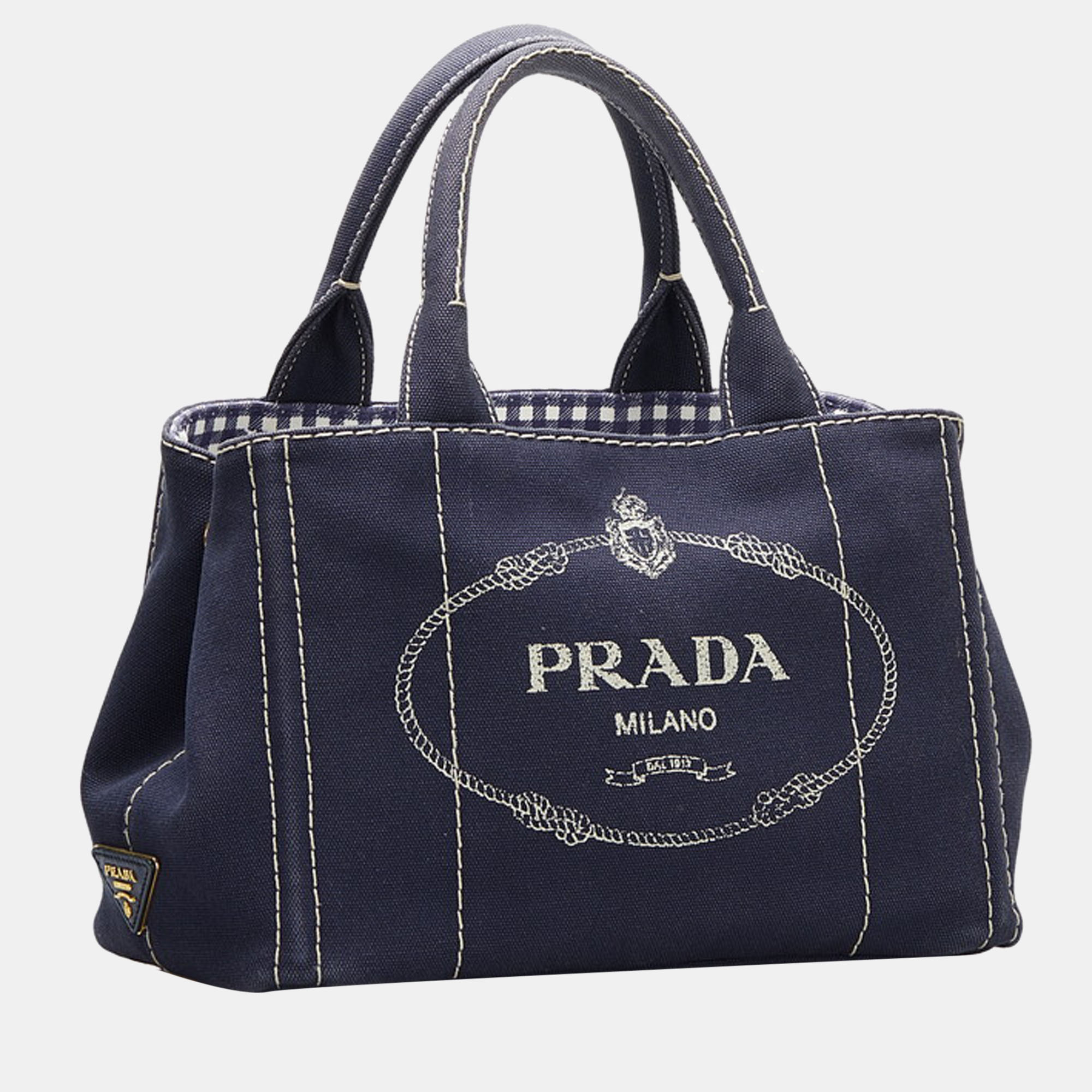 

Prada Blue Canvas Canapa Logo Tote Bag