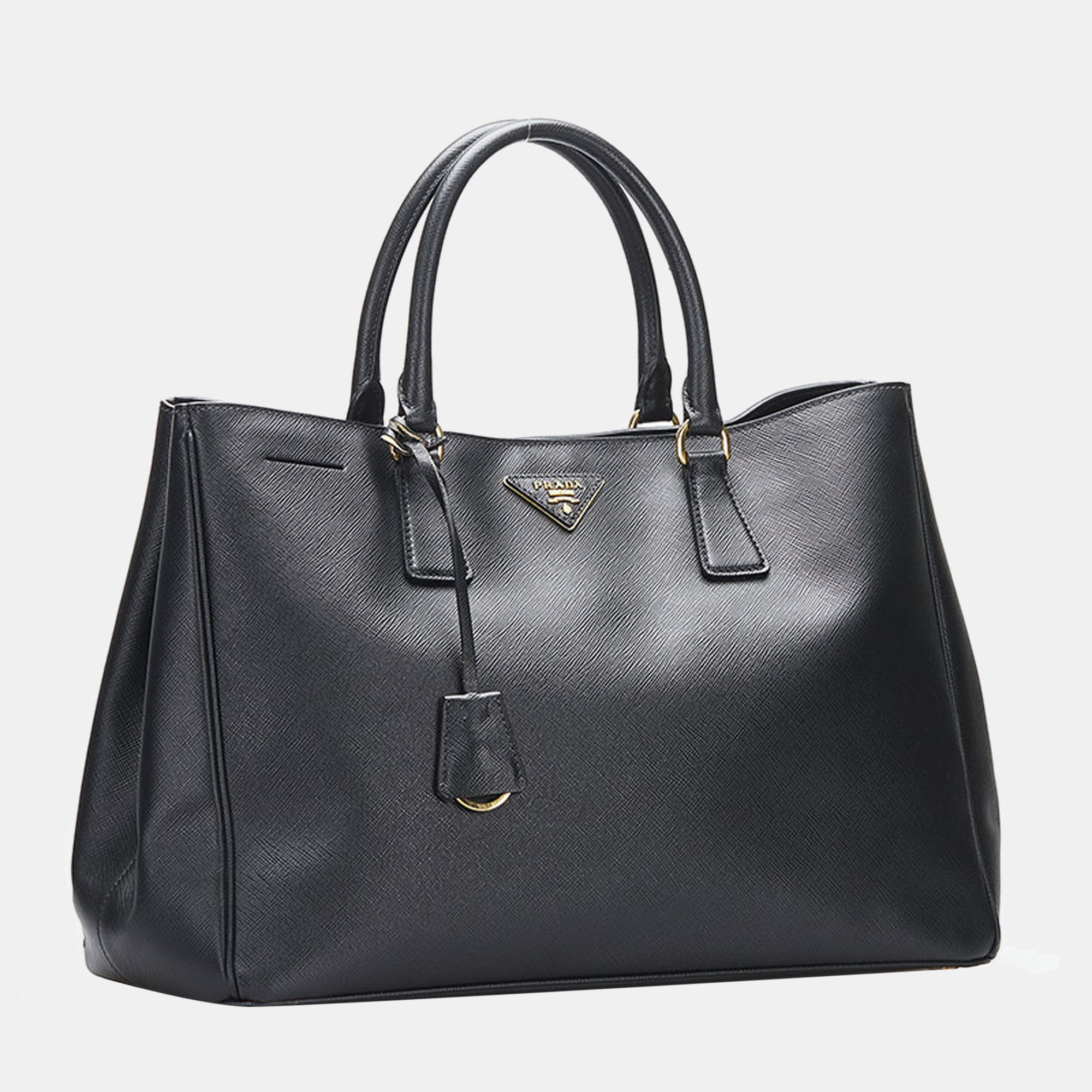 

Prada Black Leather Medium Saffiano Lux Galleria Double Zip Tote Bag