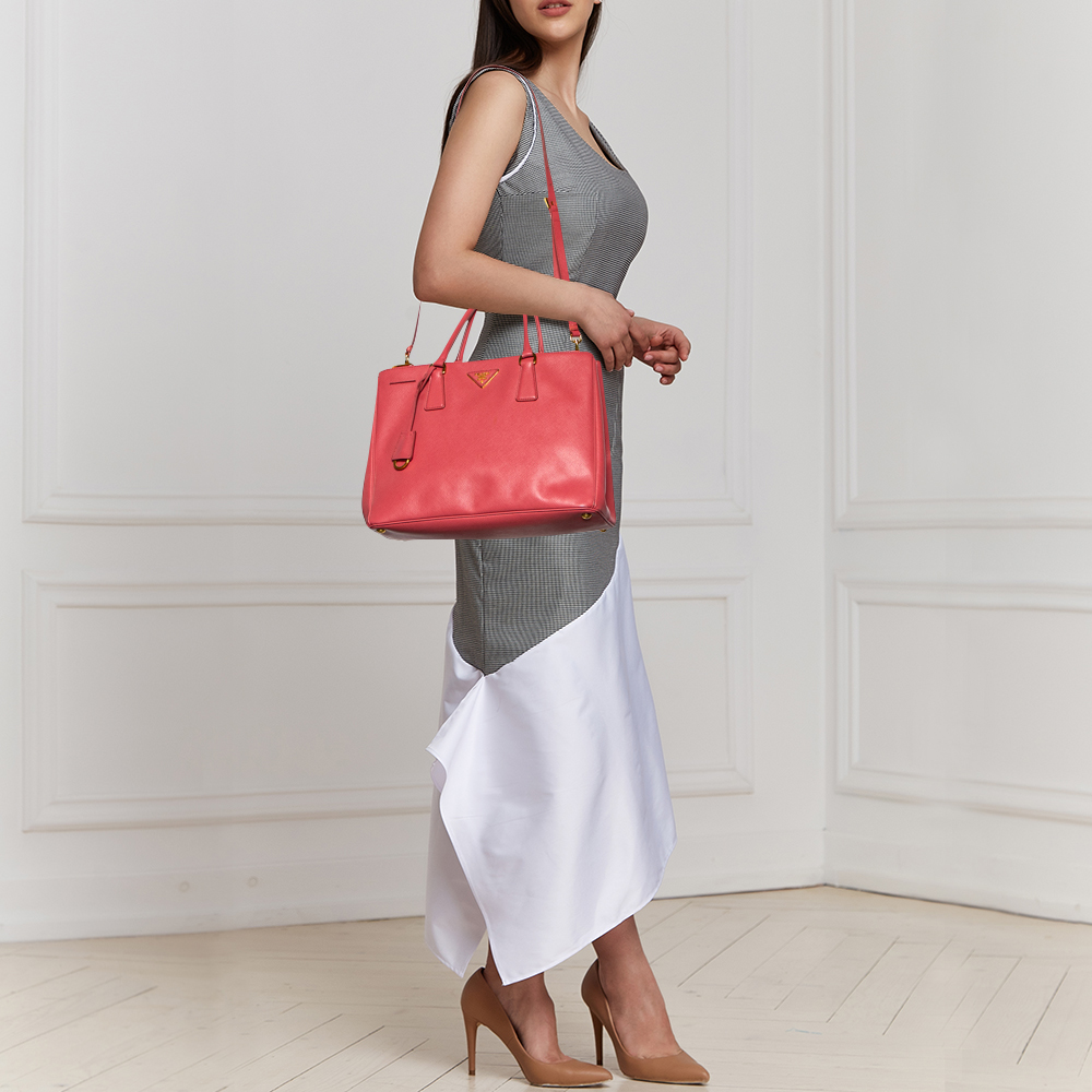 

Prada Pink Saffiano Leather Medium Double Zip Tote