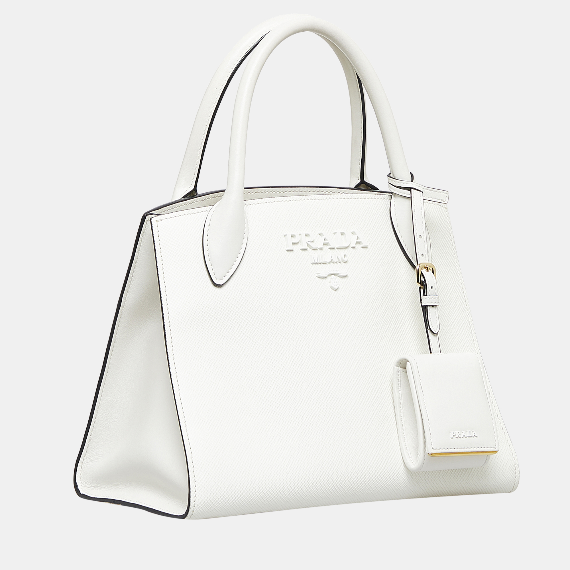 

Prada White Small Saffiano Monochrome Satchel