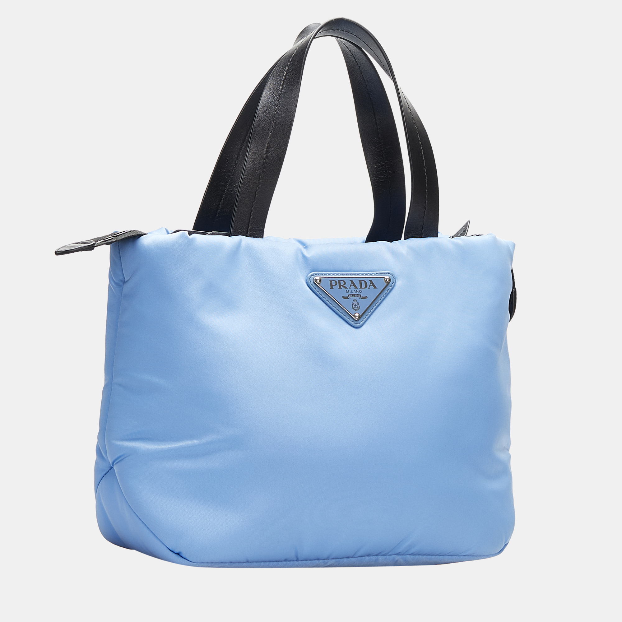 

Prada Blue Small Puffer Tessuto Satchel