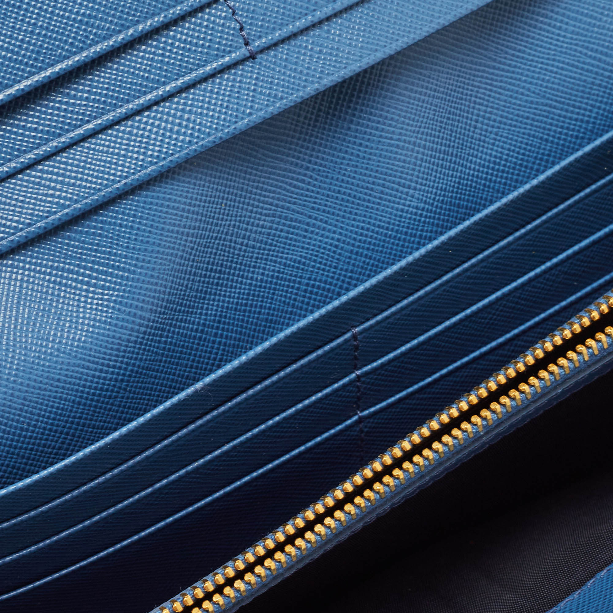 

Prada Blue Saffiano Leather Logo Flap Continental Wallet