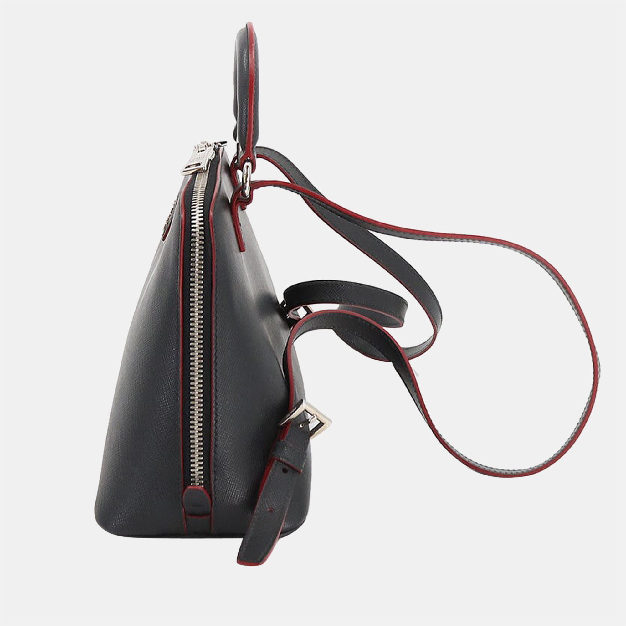 

Prada Black Saffiano Leather Lux Promenade Dome Backpack