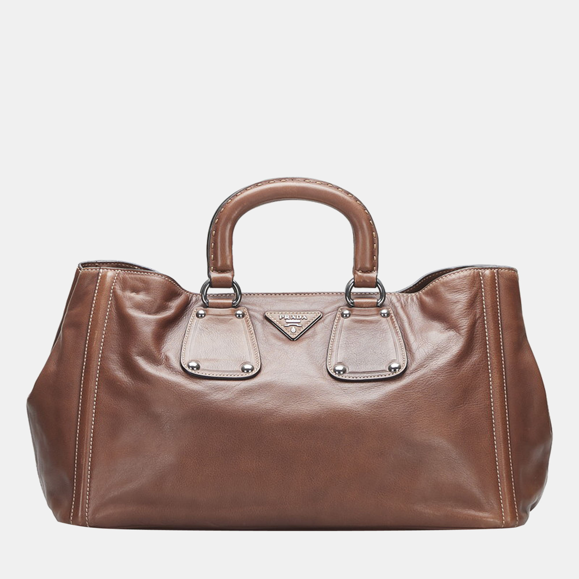 Pre-owned Prada Brown Leather Nocciolo Handbag