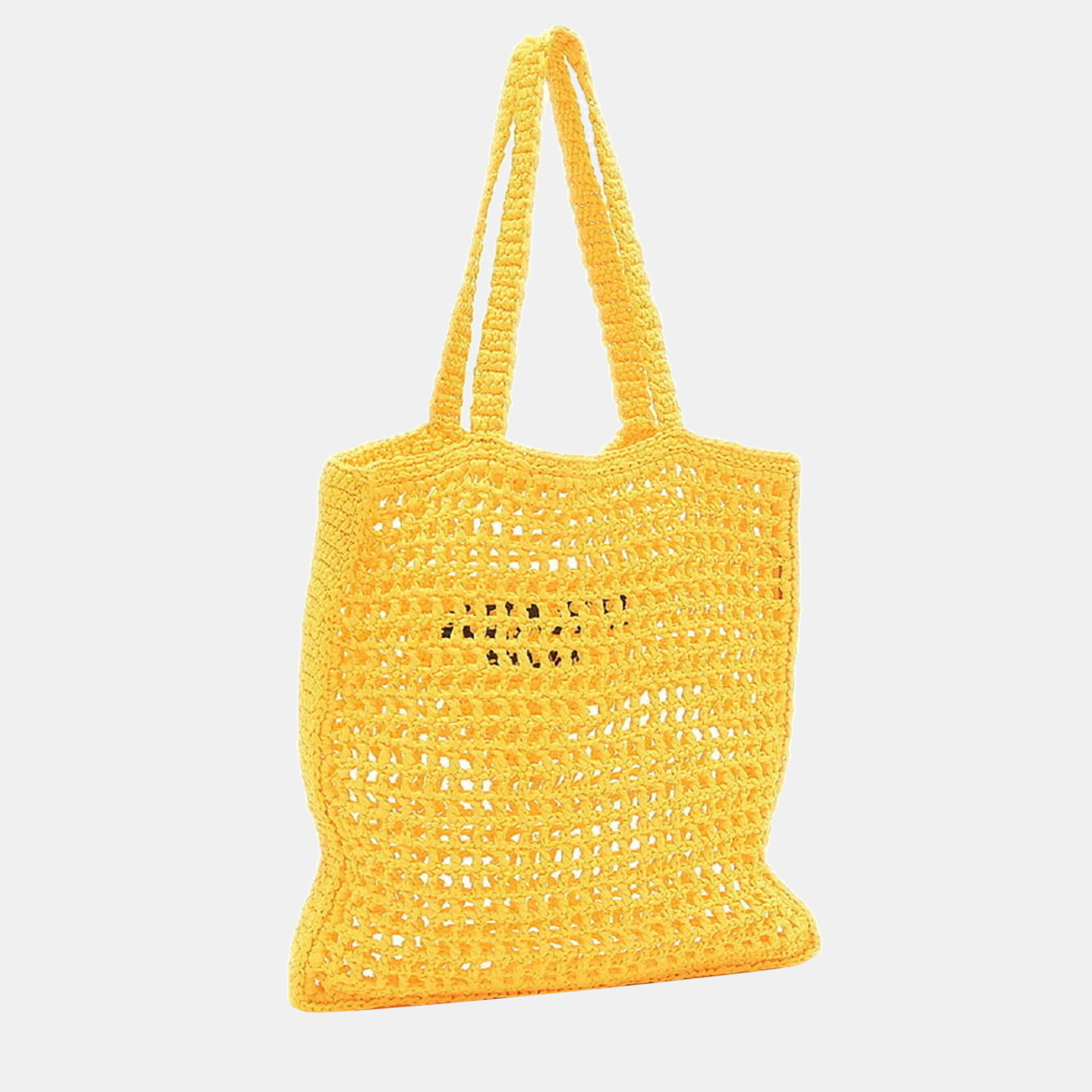 

Prada Yellow Raffia Crochet Tote Bag