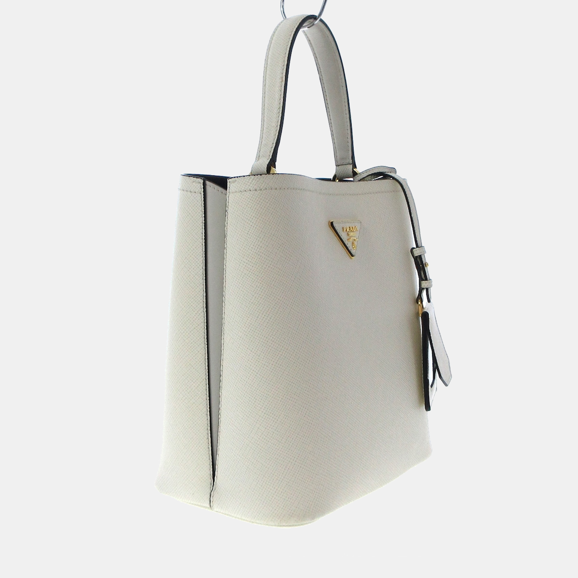 

Prada White Saffiano Leather Panier Top Handle Bag