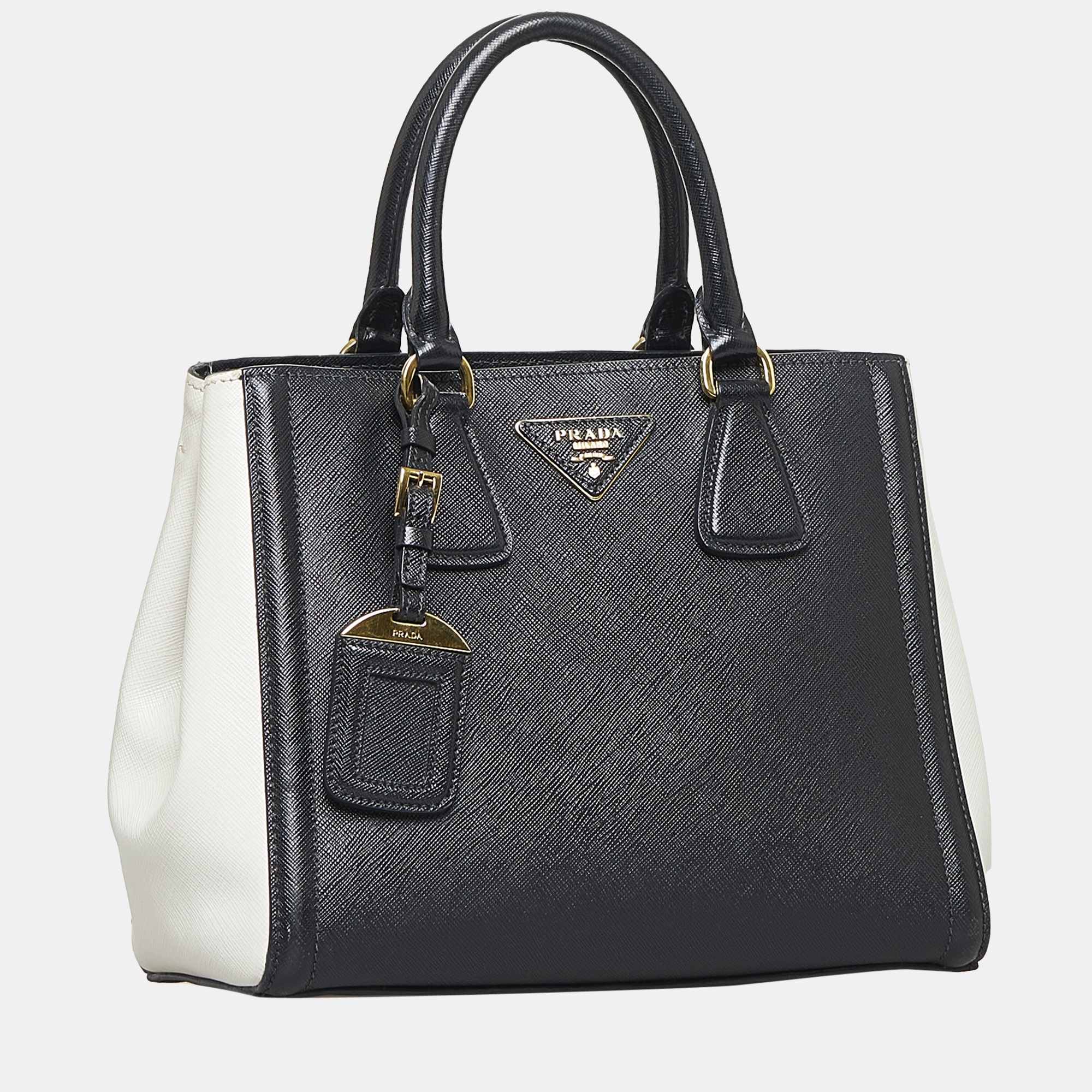 

Prada Black Saffiano Lux Bicolor Satchel