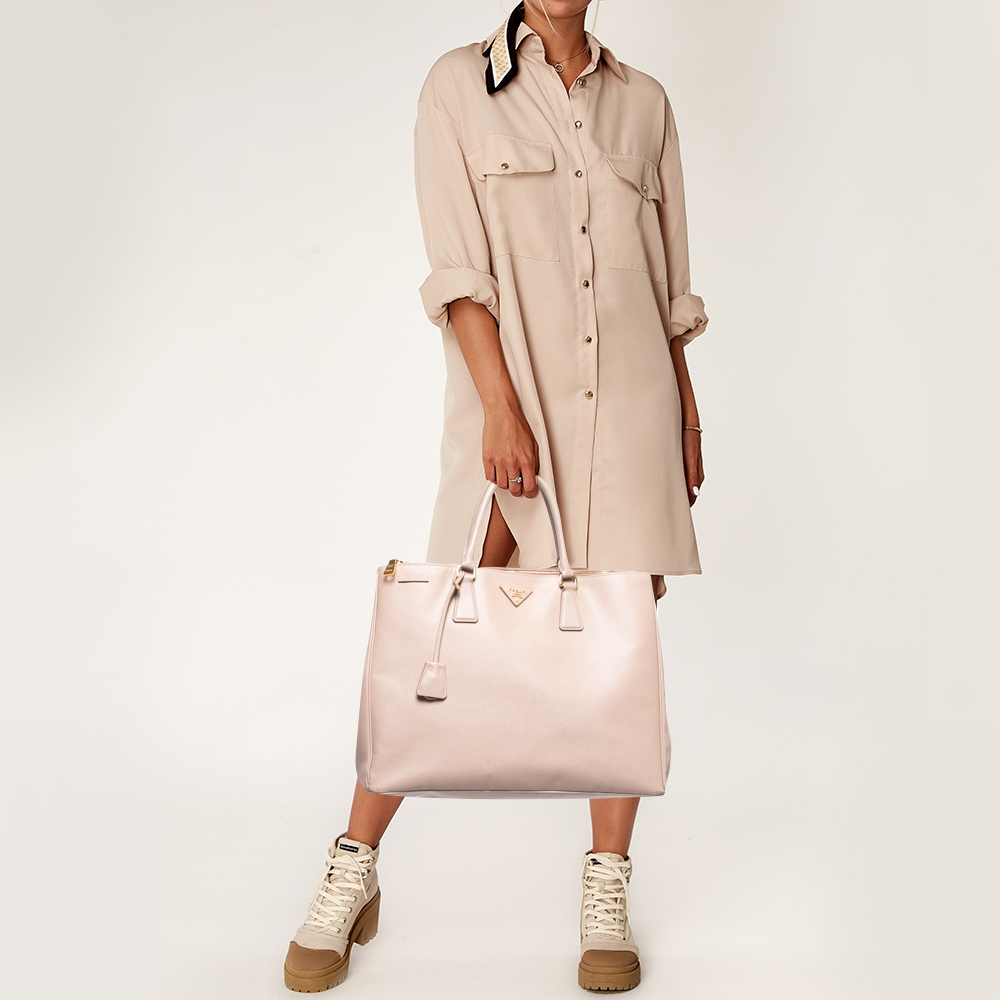 

Prada Old Rose Saffiano Lux Leather  Executive Tote, Pink