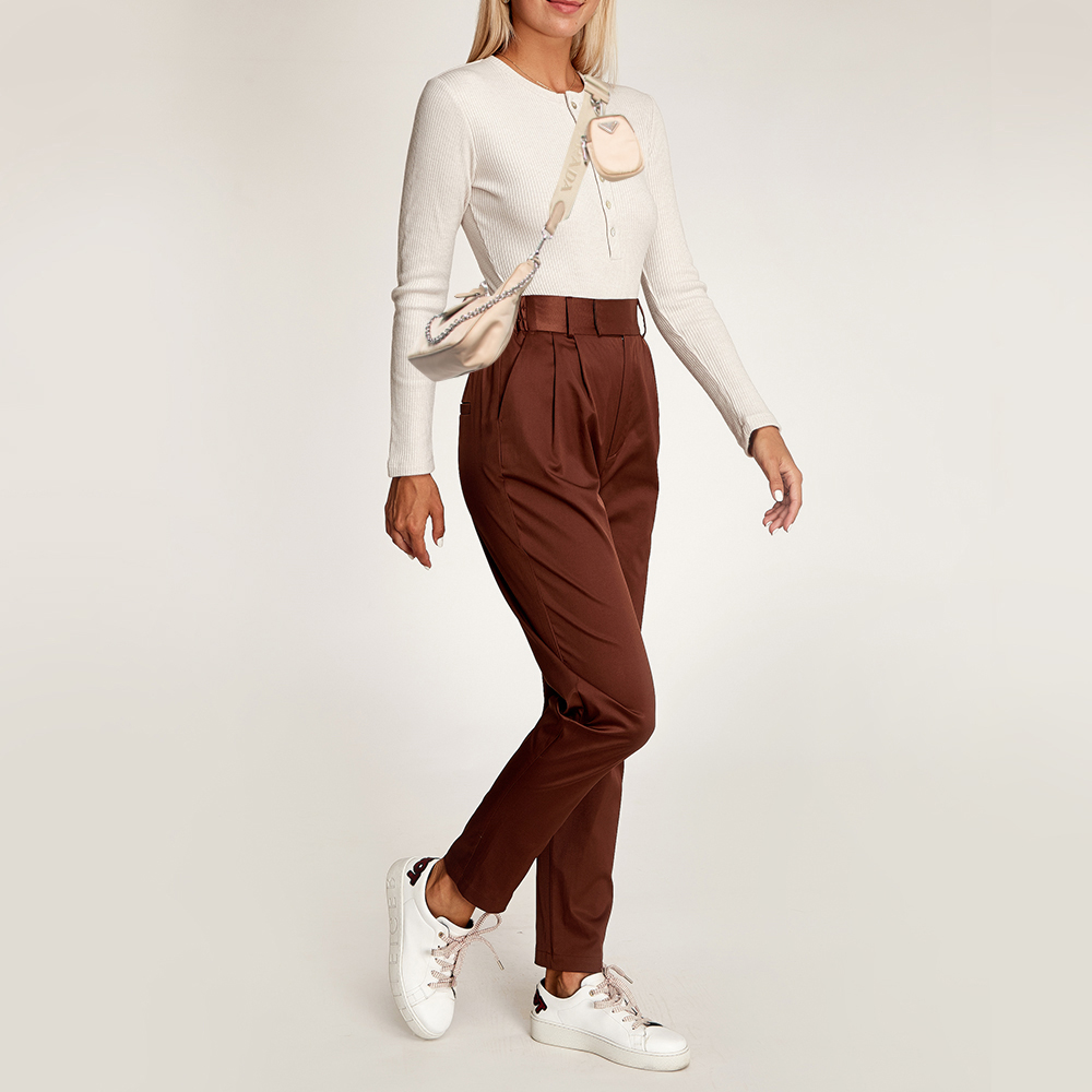 

Prada Beige Nylon and Leather Re-Edition 2005 Baguette Bag