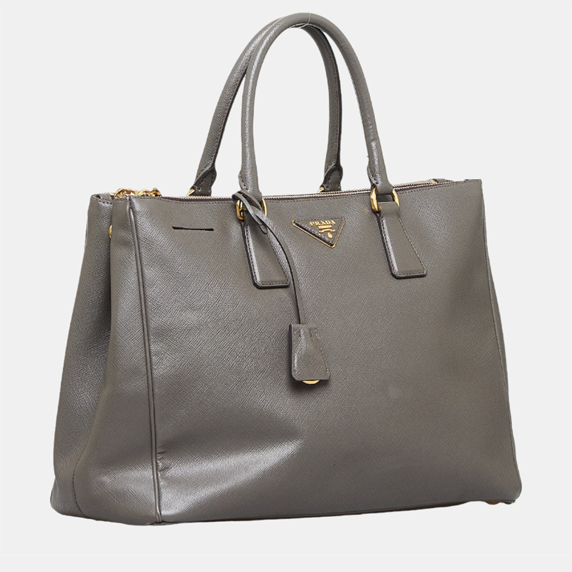 

Prada Grey Saffiano Galleria Double Zip Handbag