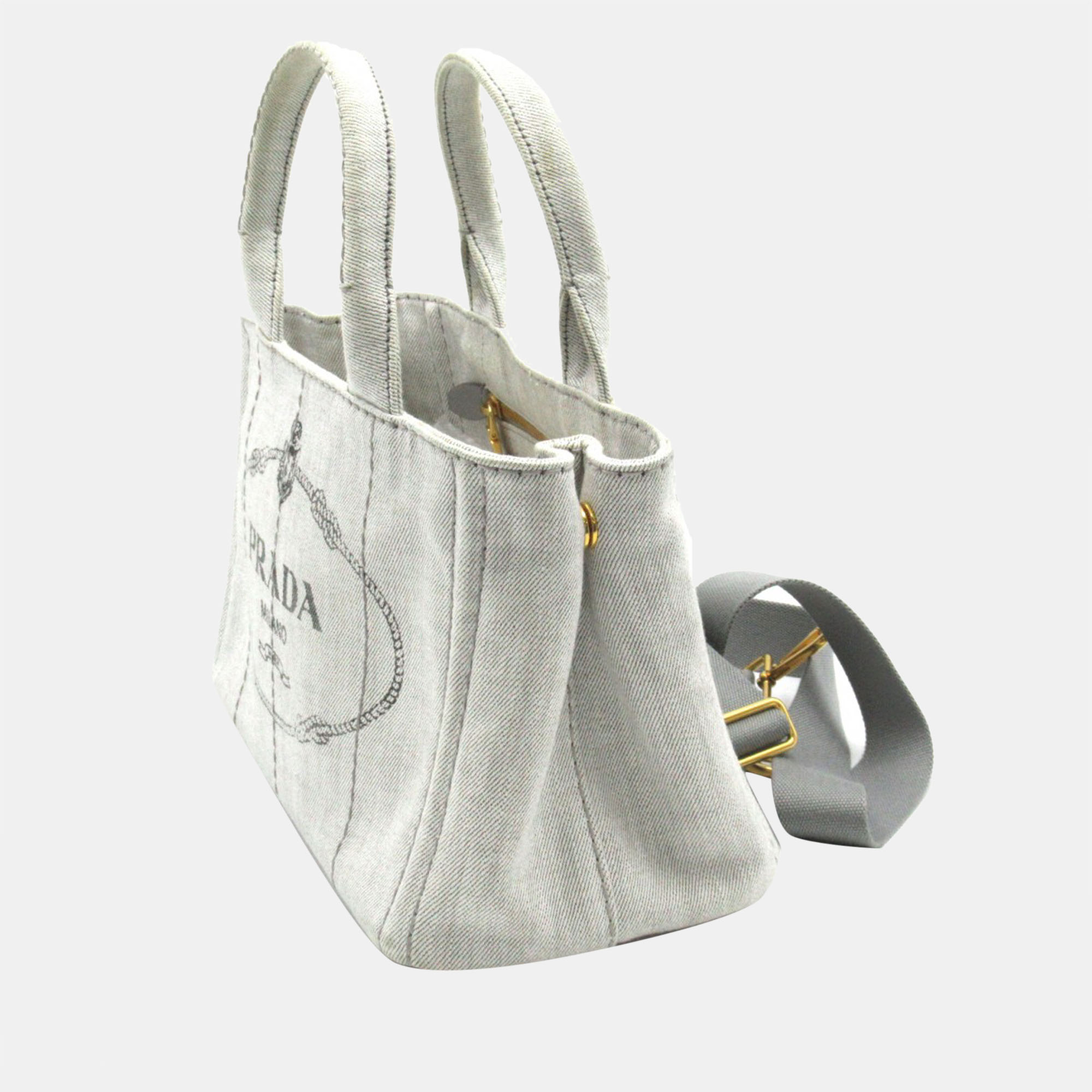 

Prada White Canvas Canapa Logo Tote Bag