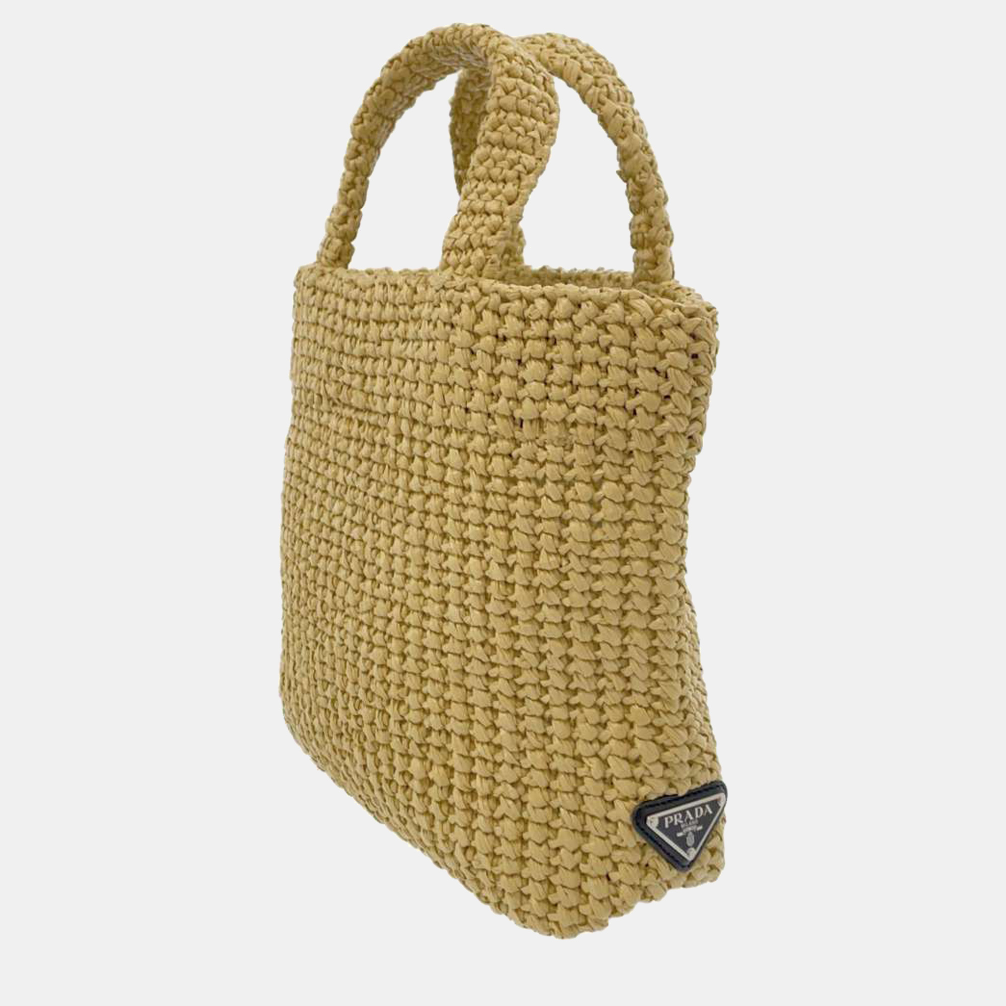 

Prada Natural Small crochet tote bag, Beige