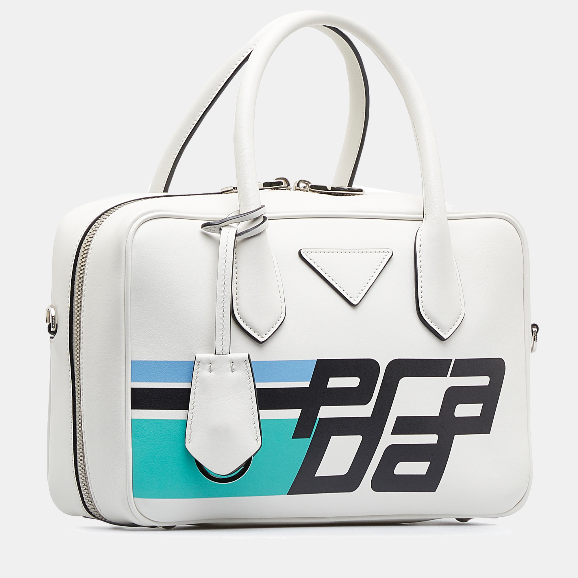 

Prada White Racing Logo Satchel