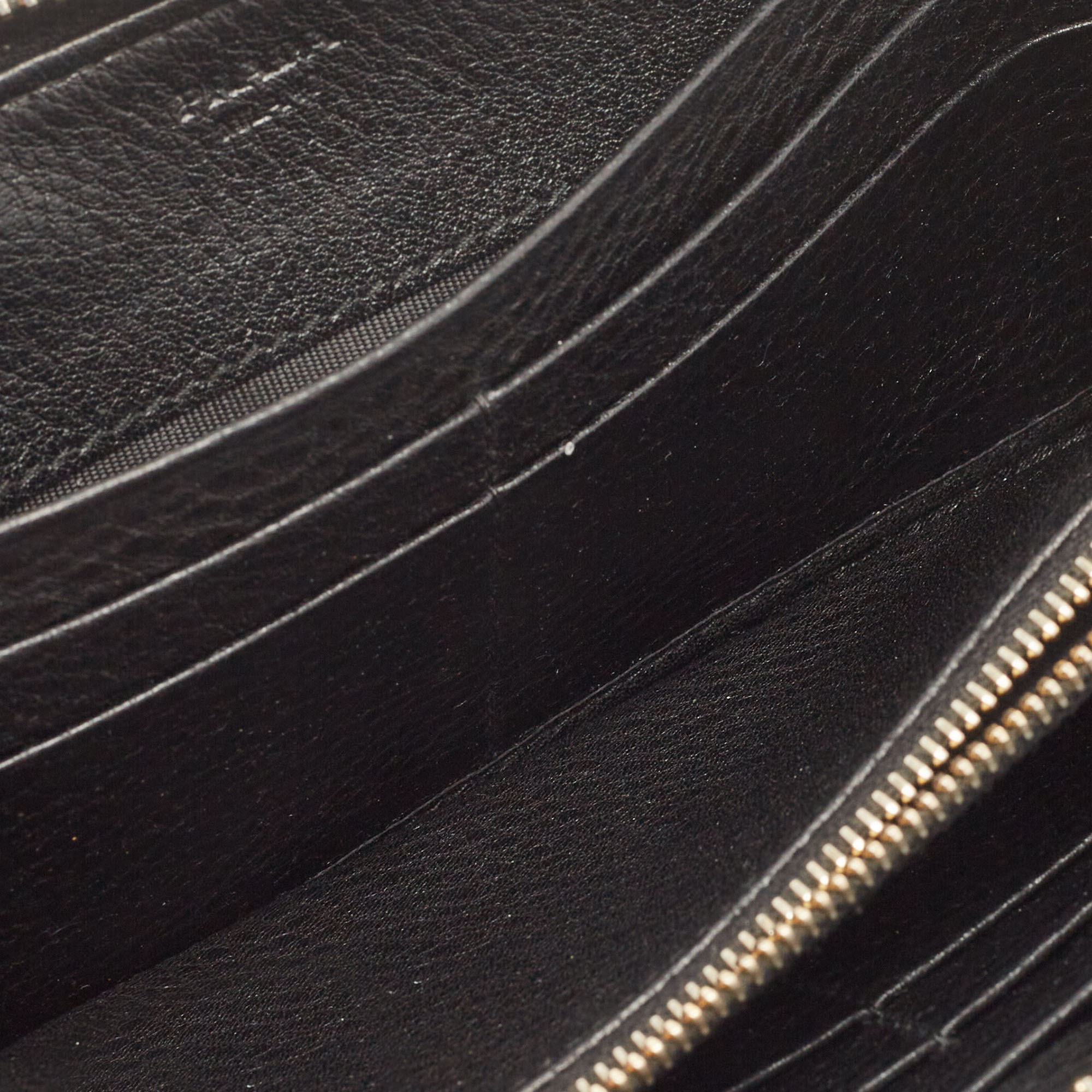 

Prada Black Vitello Daino Leather Logo Zip Around Continental Wallet