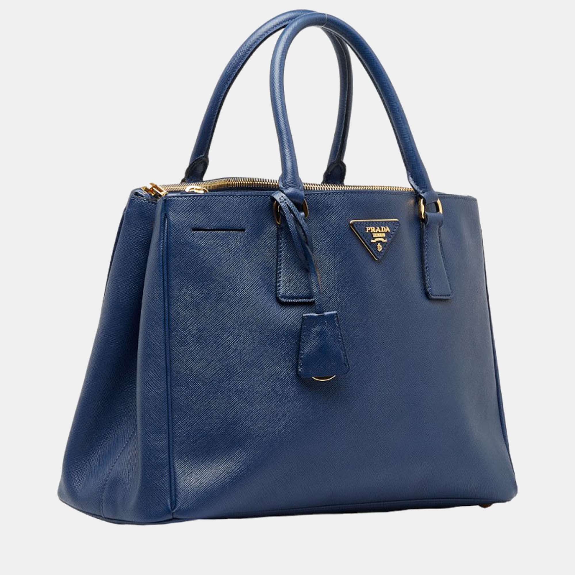 

Prada Blue Saffiano Galleria Double Zip Bag Handbag