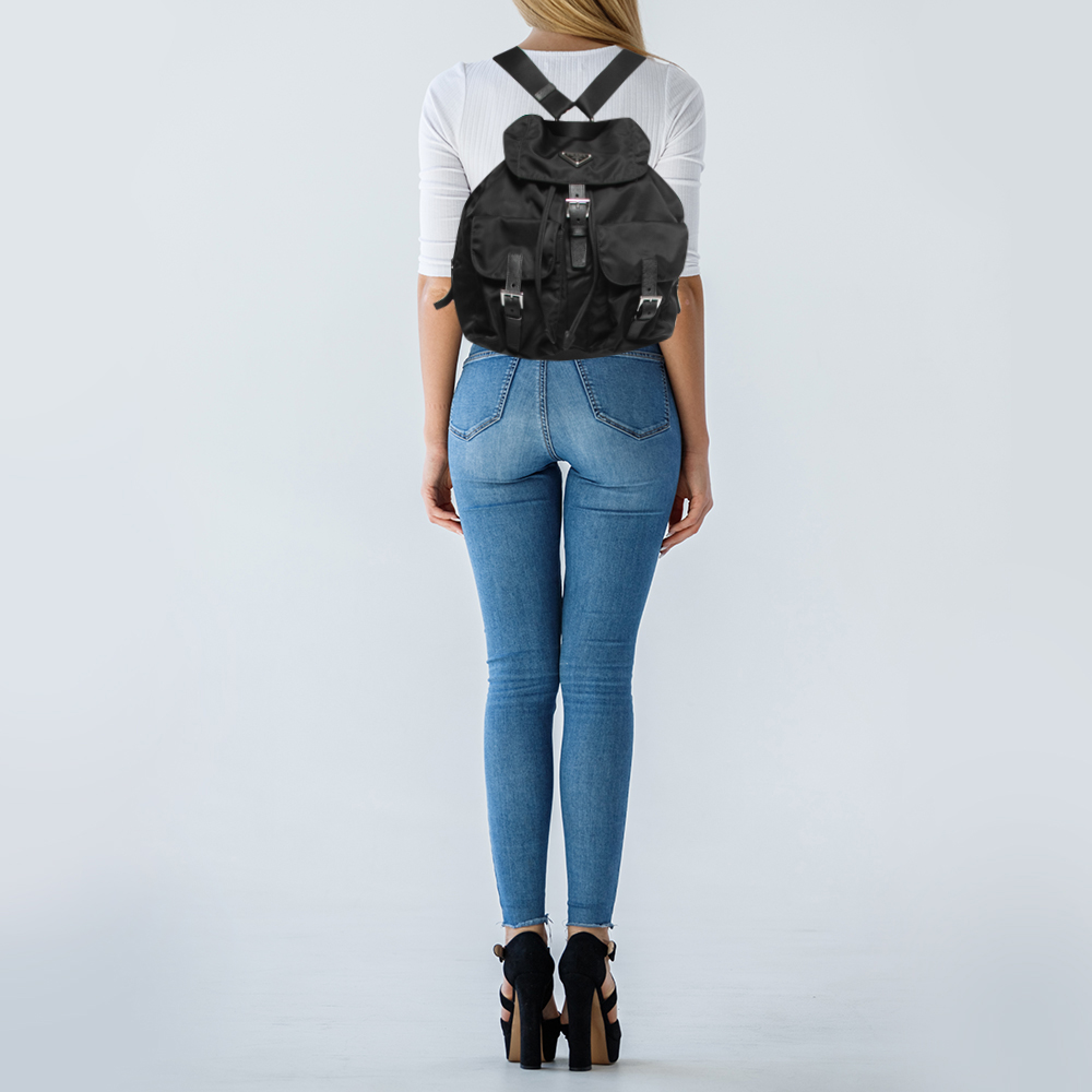 

Prada Black Nylon Drawstring Pocket Backpack