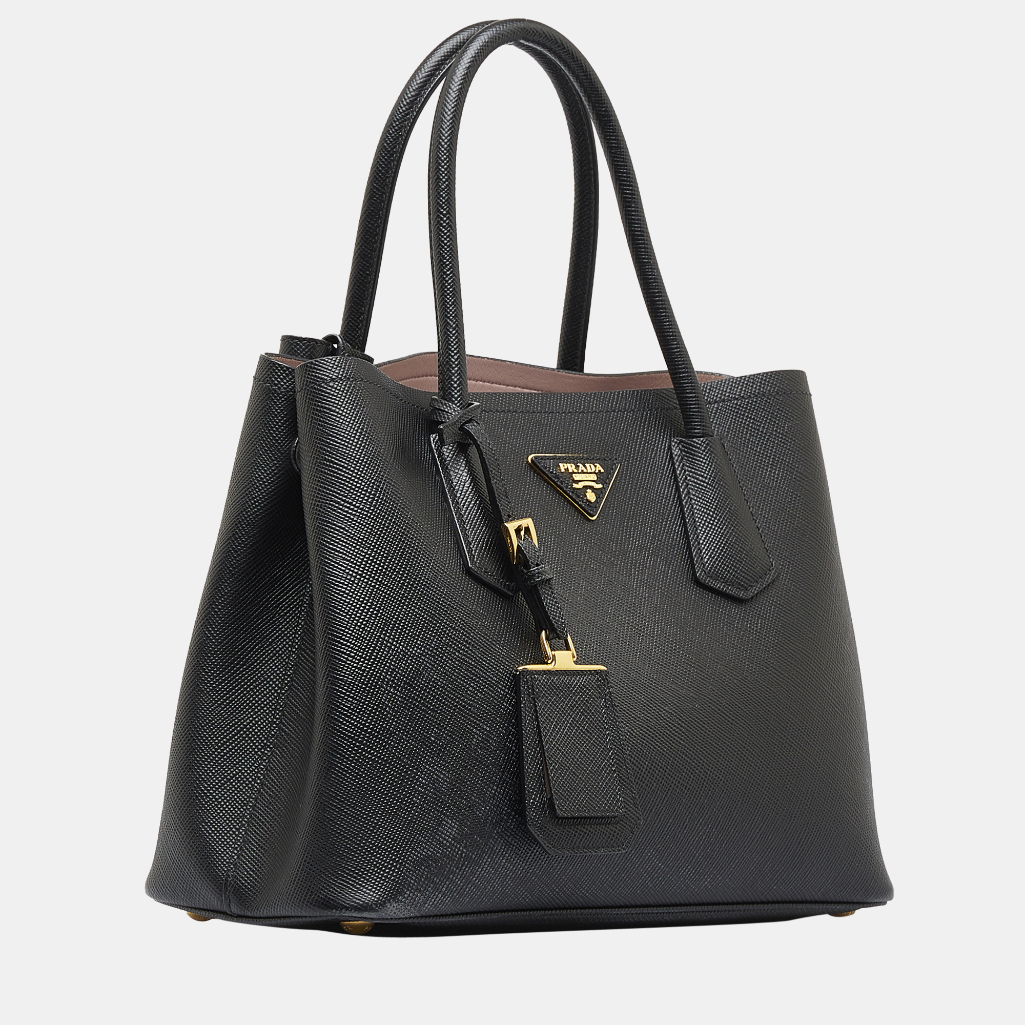 

Prada Black Medium Saffiano Cuir Double Satchel