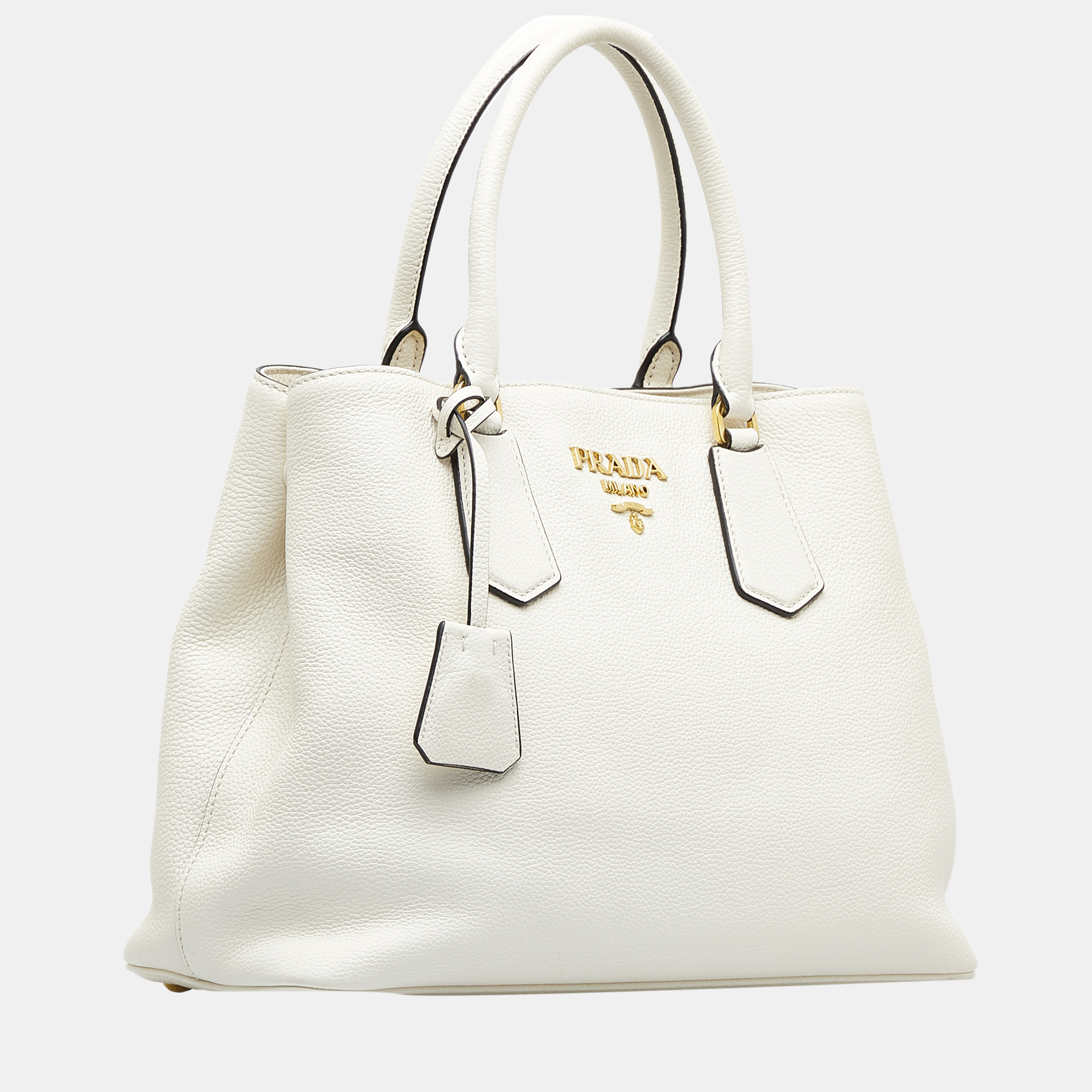 

Prada White Medium Vitello Daino Satchel