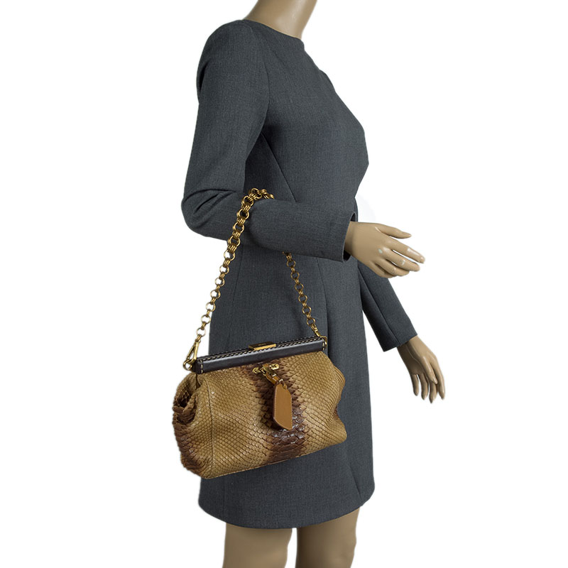 

Prada Beige Ombre Python Frame Chain Shoulder Bag