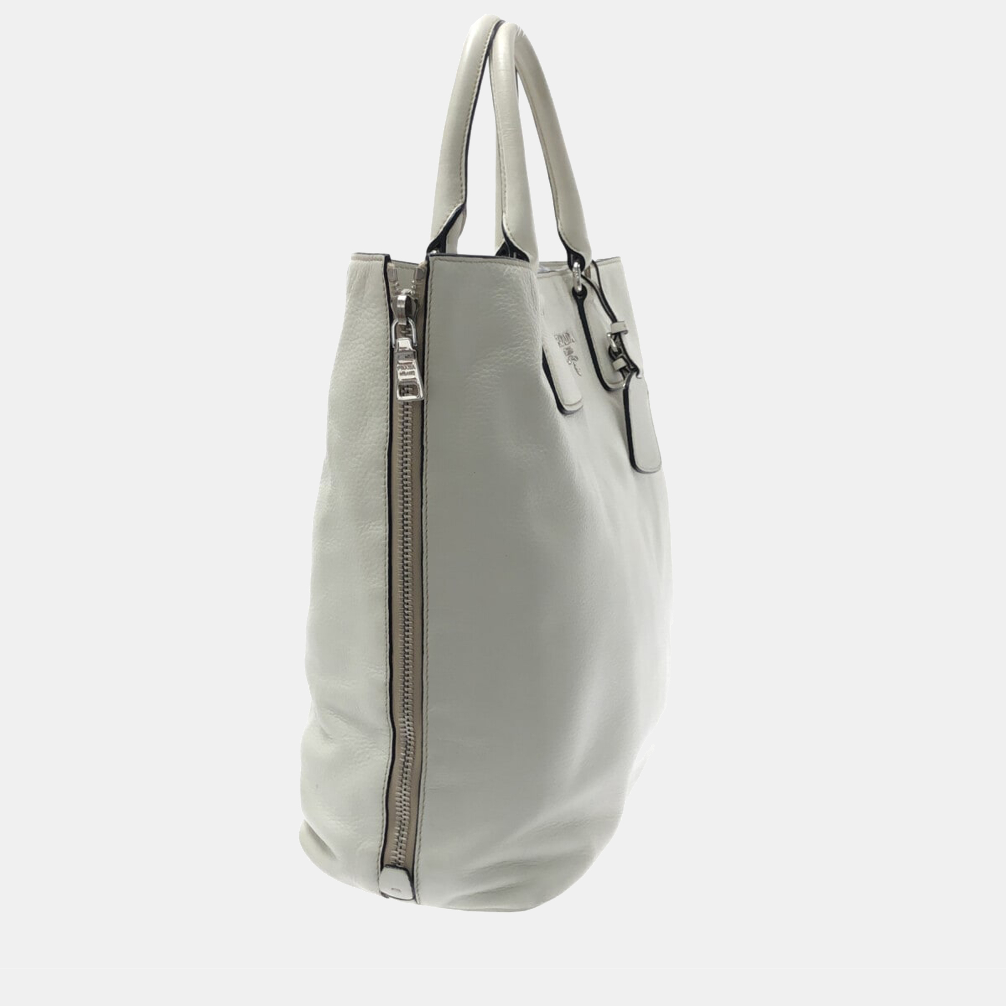 

Prada White Leather Logo tote bag