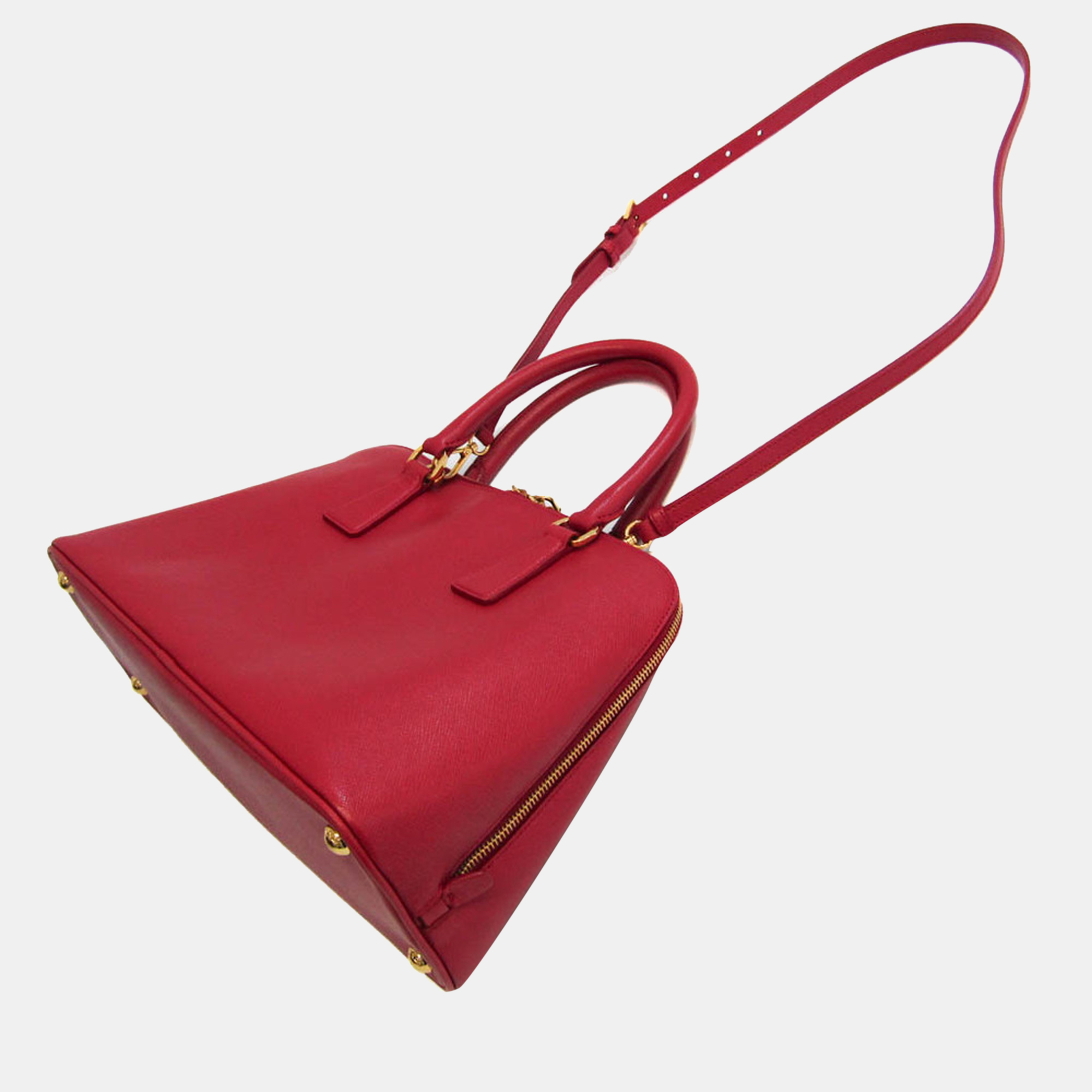 

Prada Red Leather Saffiano Lux Promenade Satchel Bag