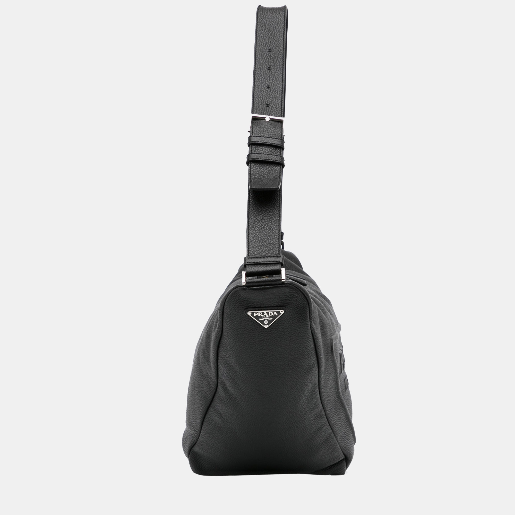 

Prada Black Vitello Daino Triangle Crossbody Bag