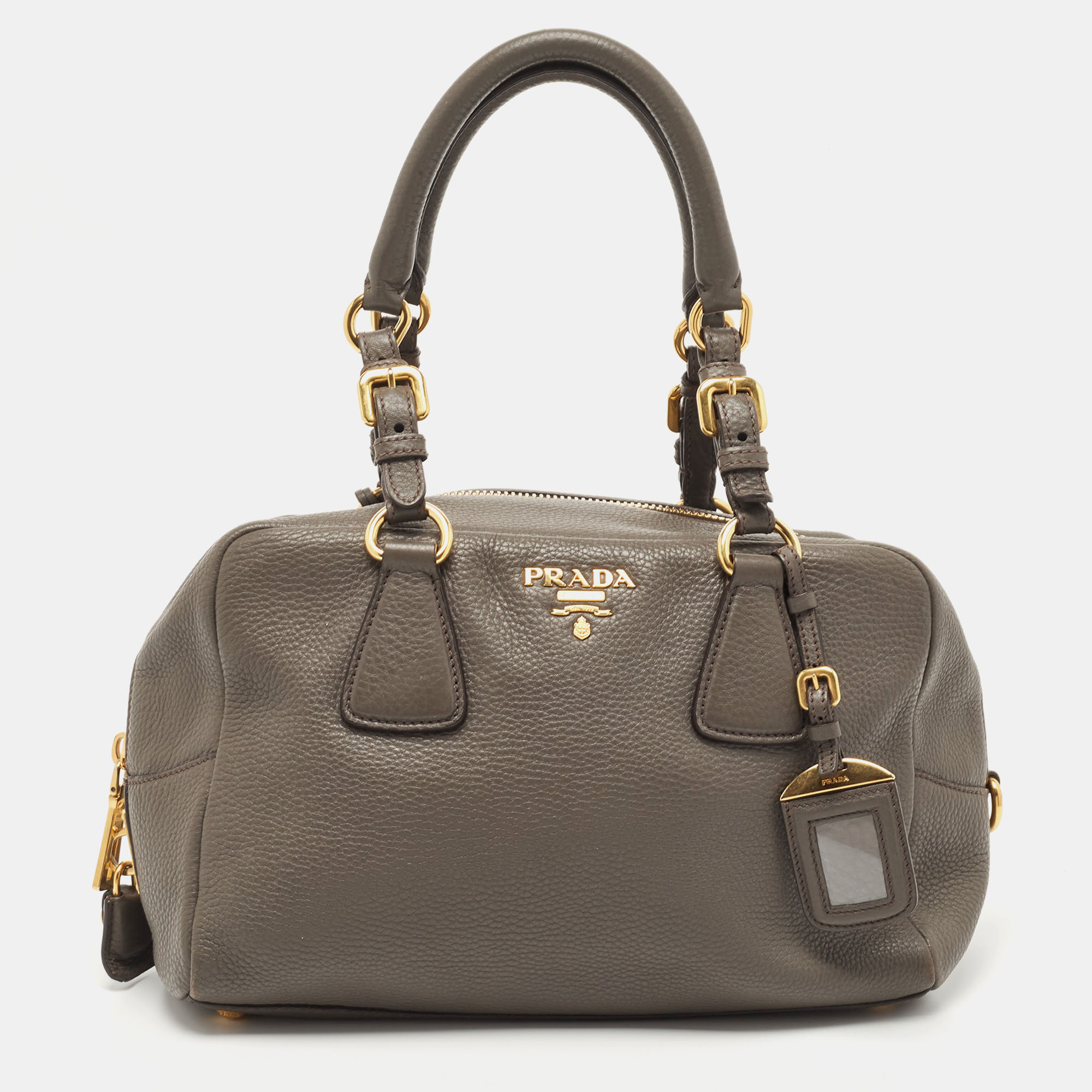 PRADA Vitello Daino Bauletto Talco 488184