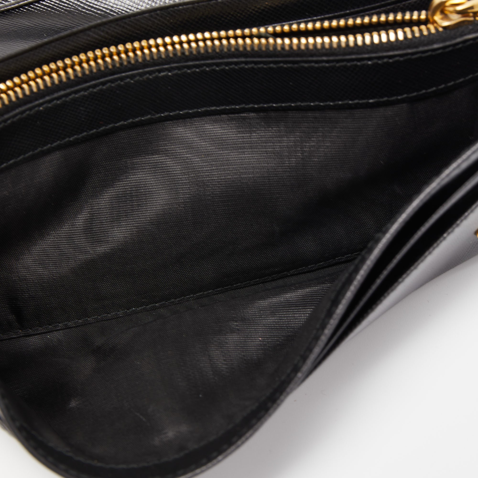 

Prada Black Saffiano Lux Leather Flap Continental Wallet