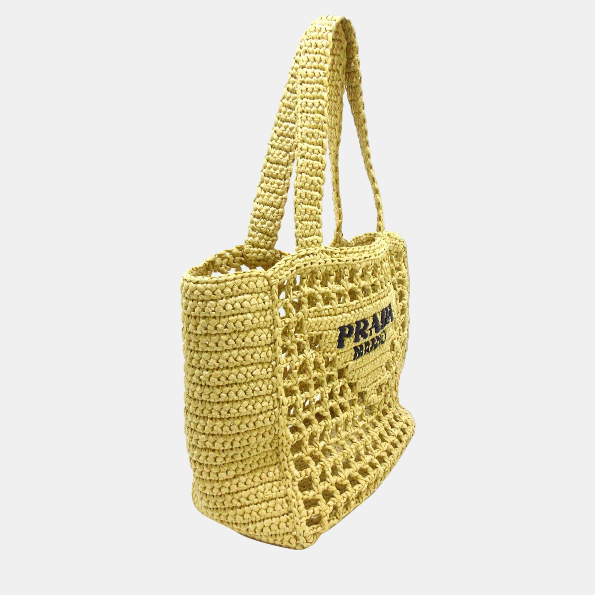 

Prada Beige/Brown Raffia Logo Tote