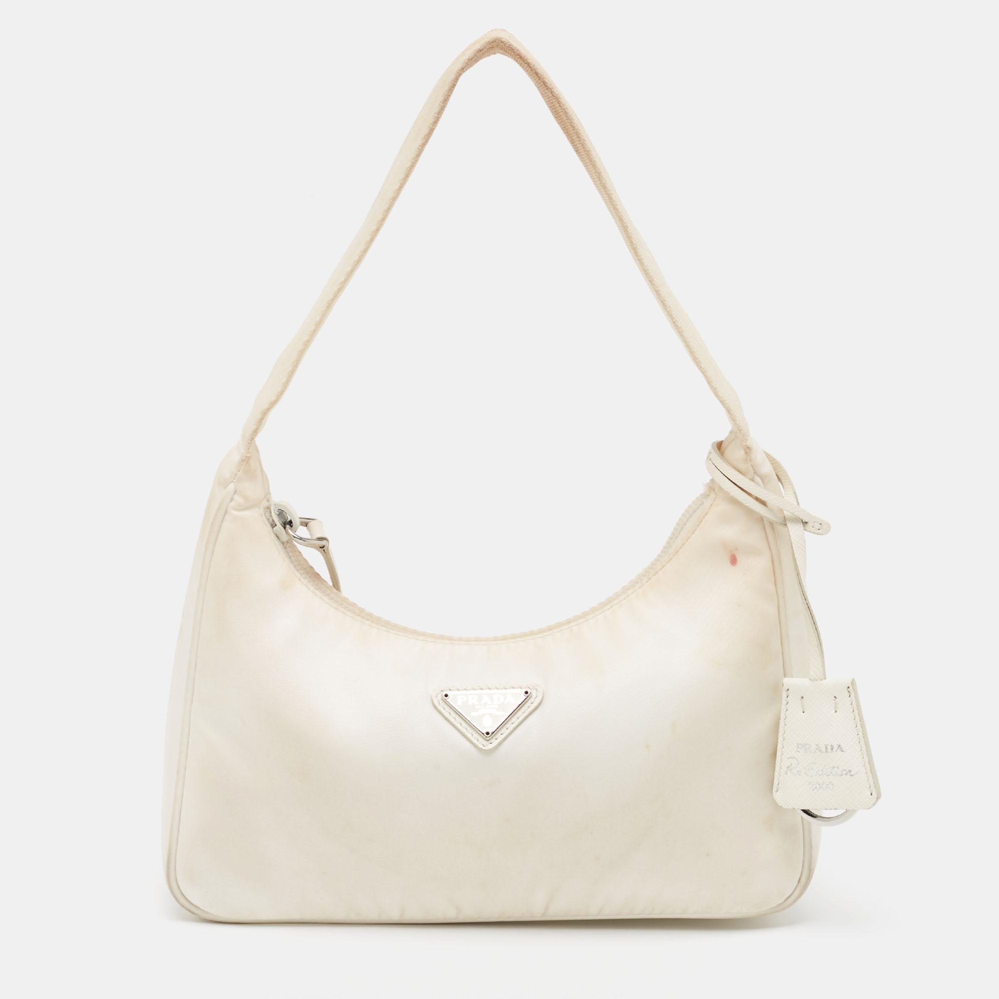 Pre-owned Prada White Nylon Mini Re-edition 2000 Shoulder Bag