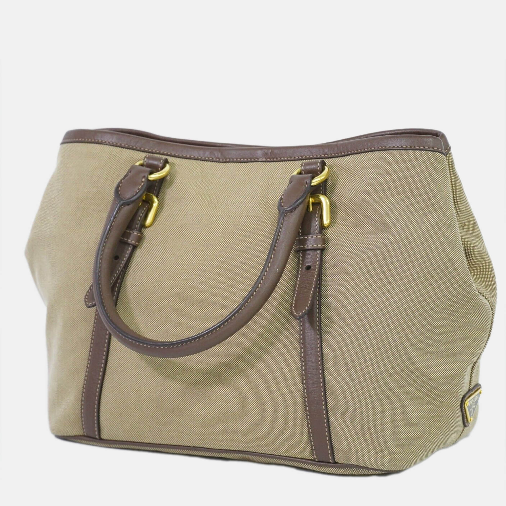 

Prada Brown Canvas Canapa Tote