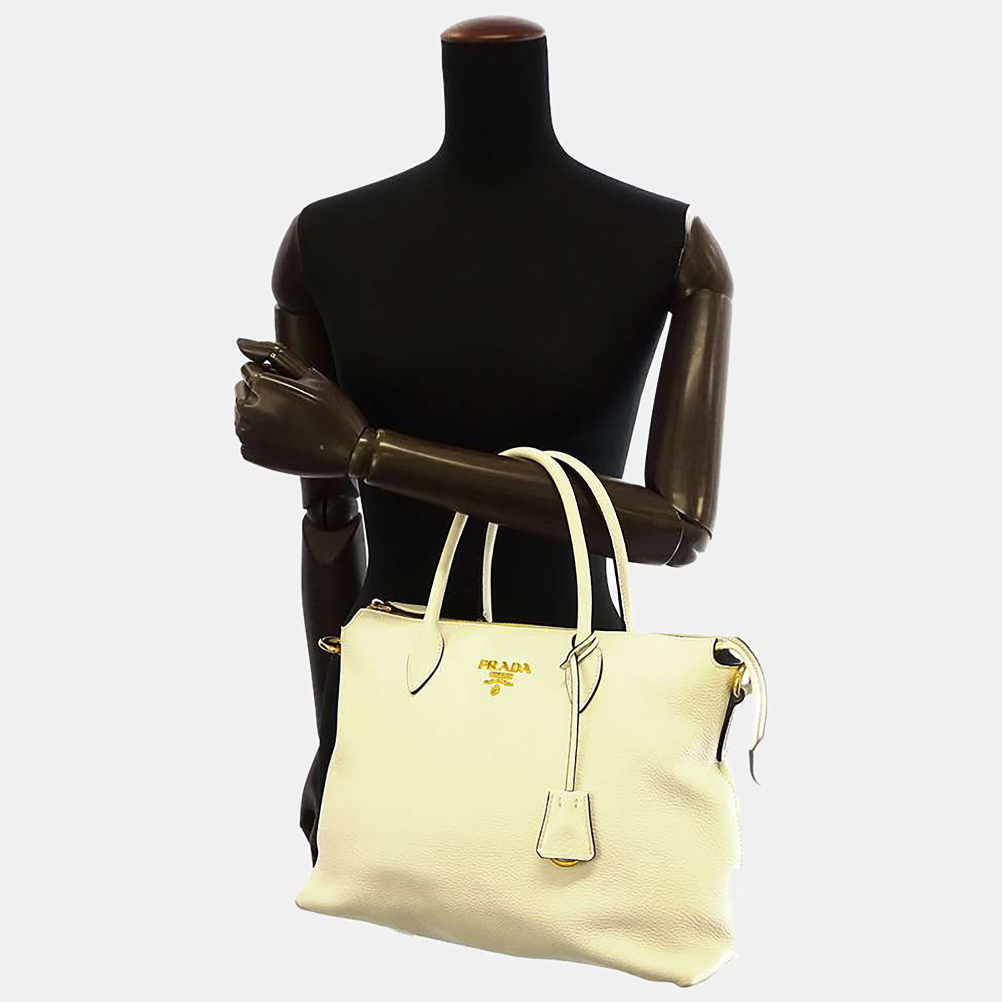 

Prada White Leather Logo Bag