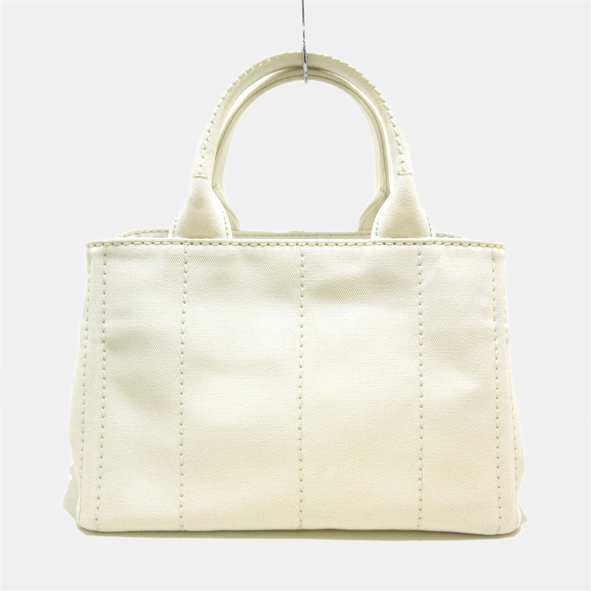 

Prada White Canvas Canapa Tote