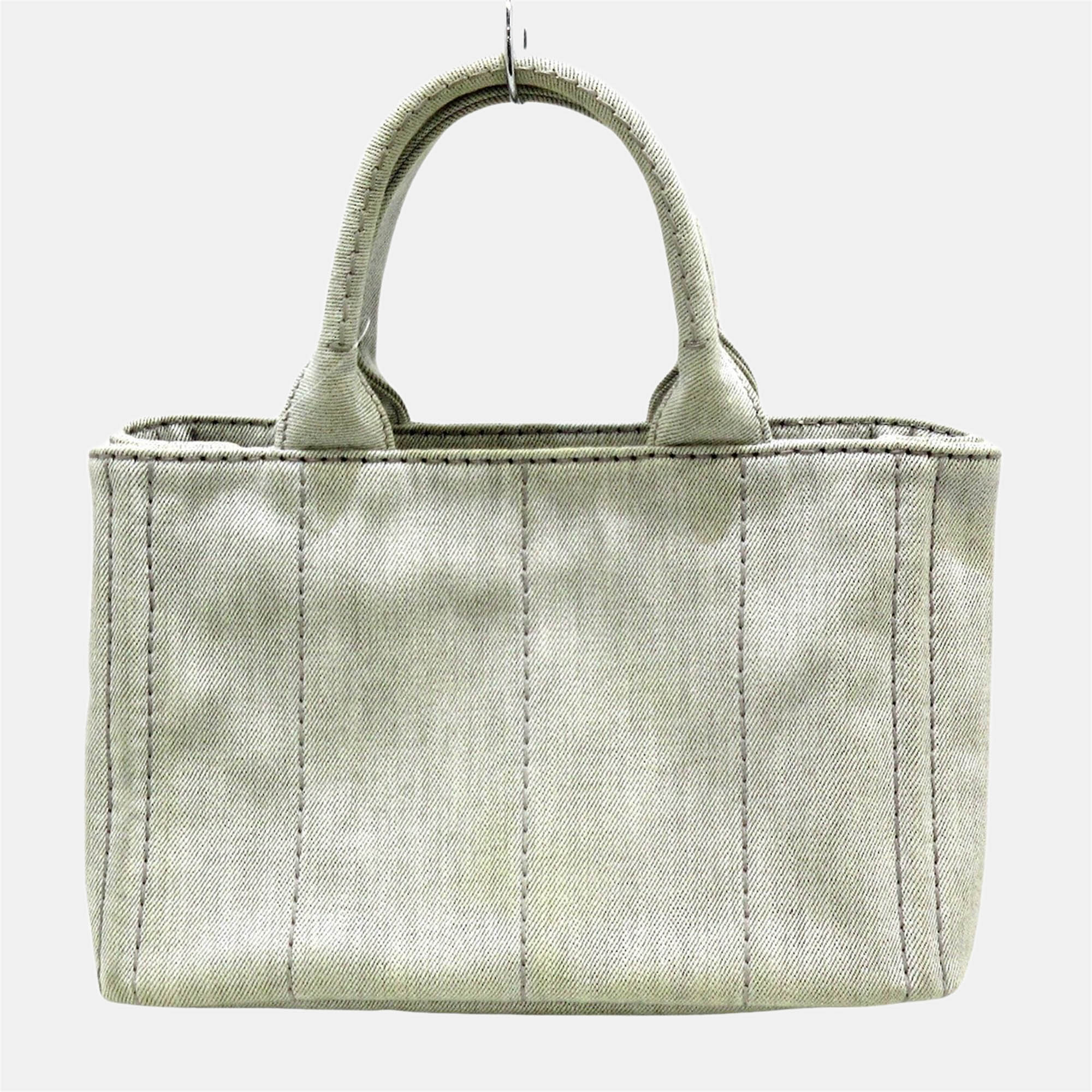 

Prada White Canvas Canapa Tote