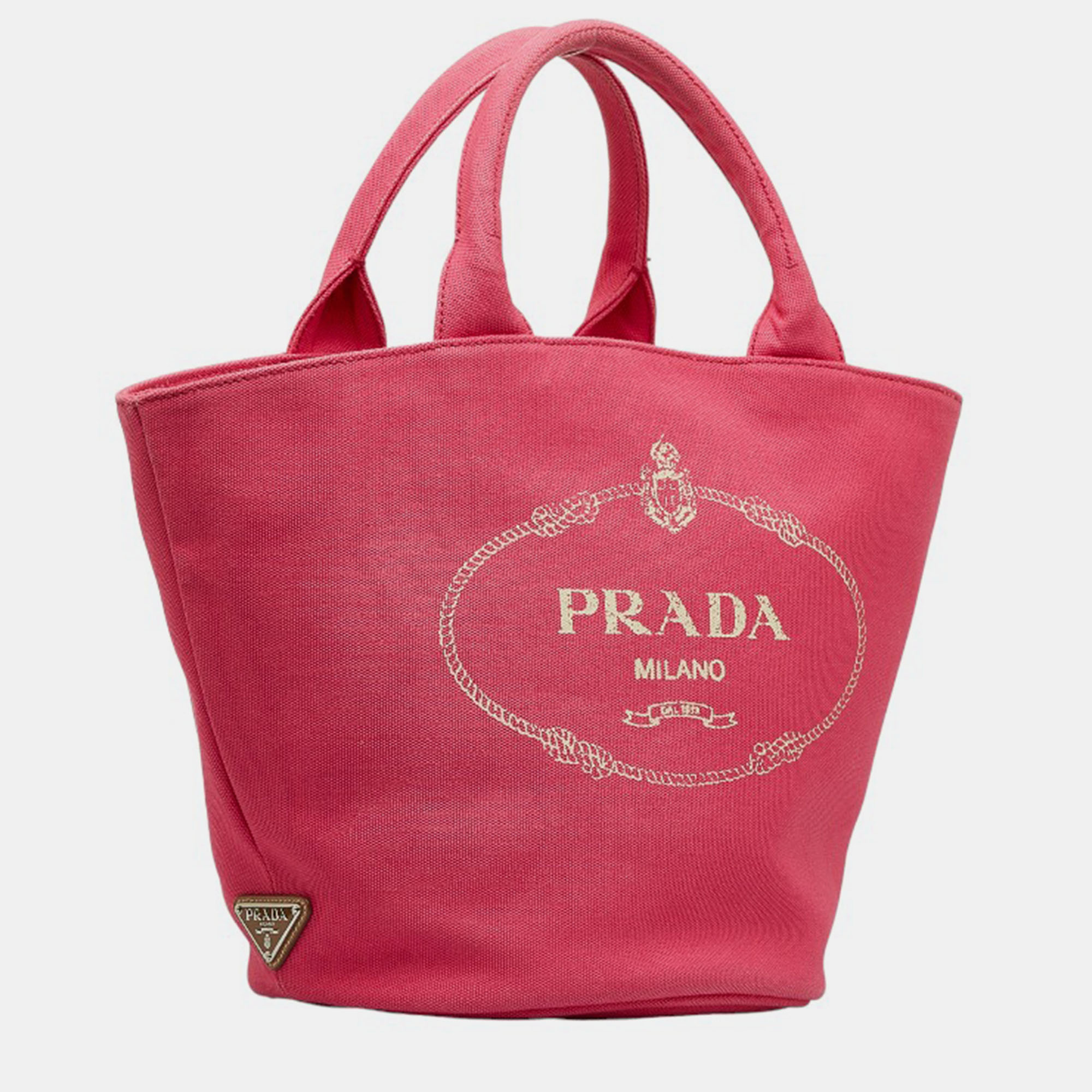 

Prada Pink Canvas Canapa Logo Tote Bag with Pouch