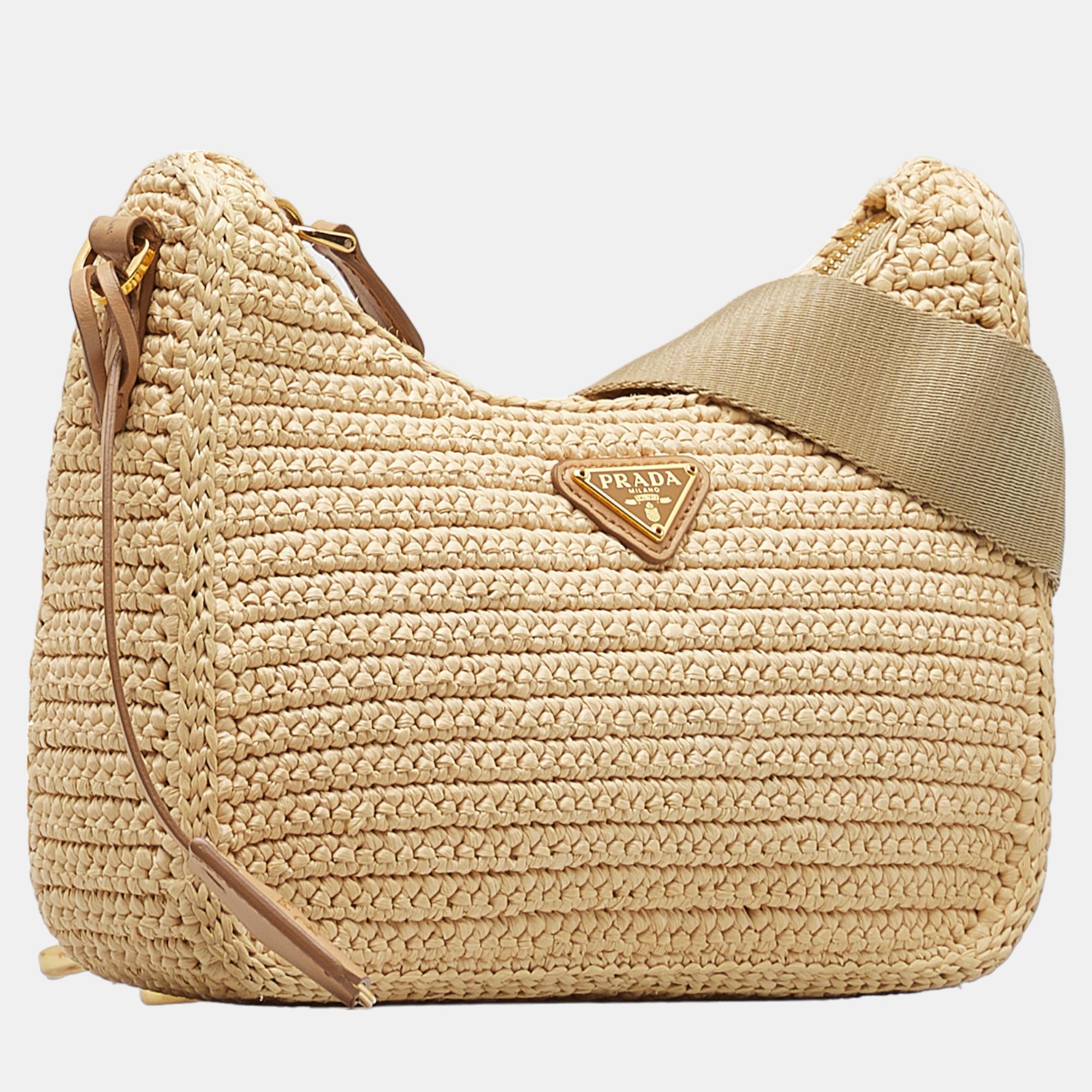 

Prada Beige Raffia Re-Edition 2005 Satchel