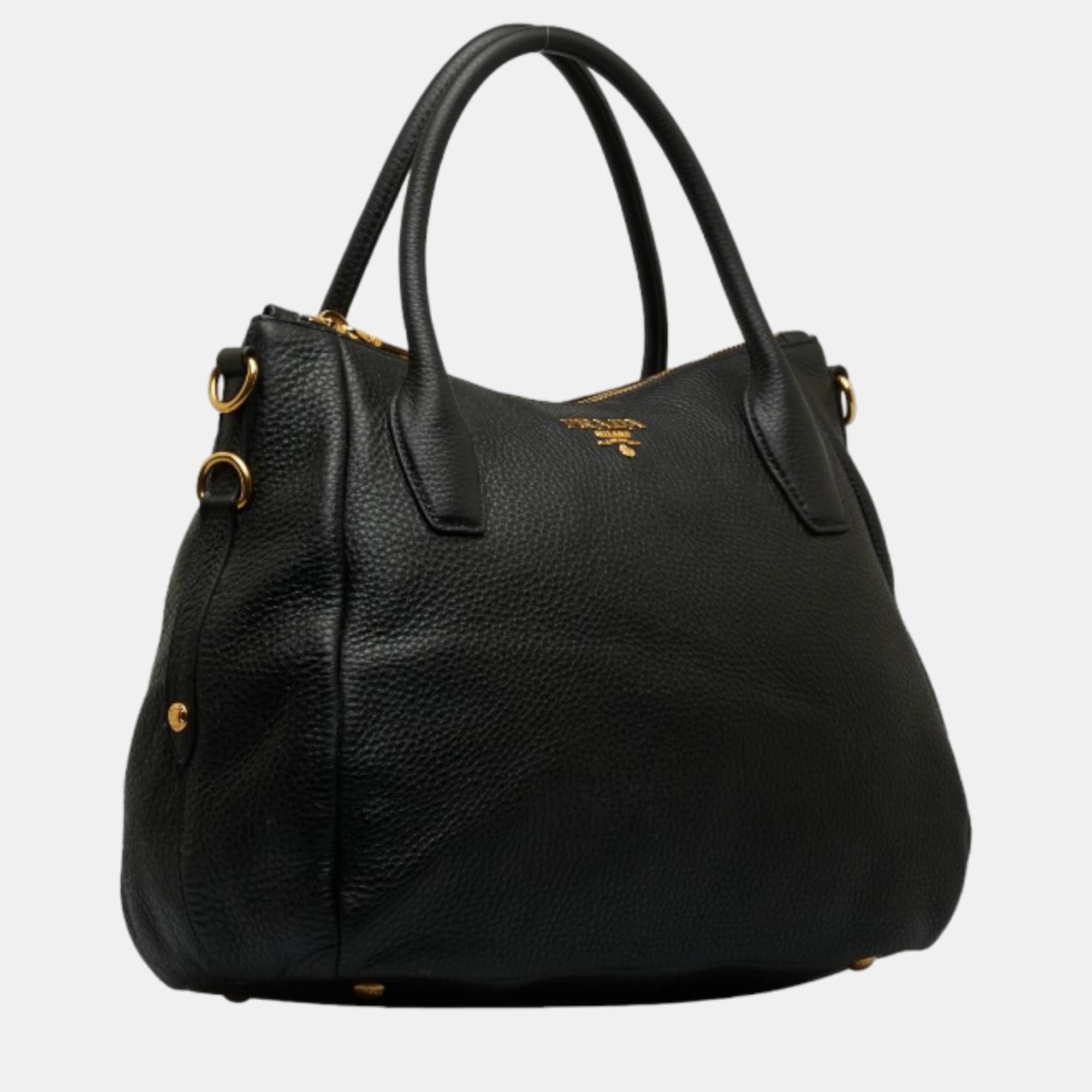 

Prada Black Vitello Daino Shoulder Bag