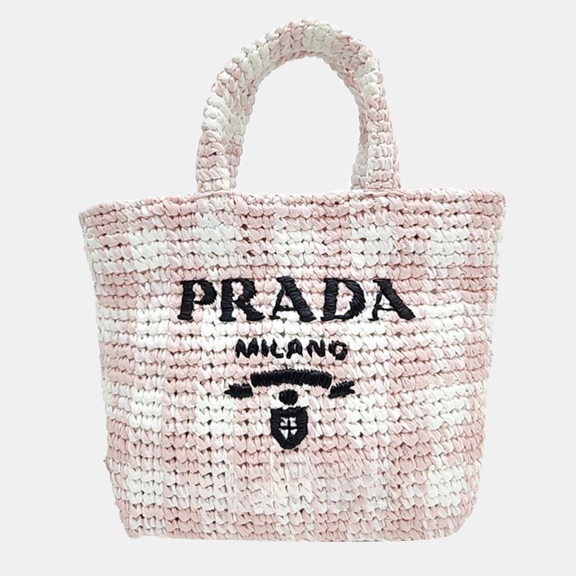 Pre-owned Prada Multicolor Raffia Tote Bag In Pink