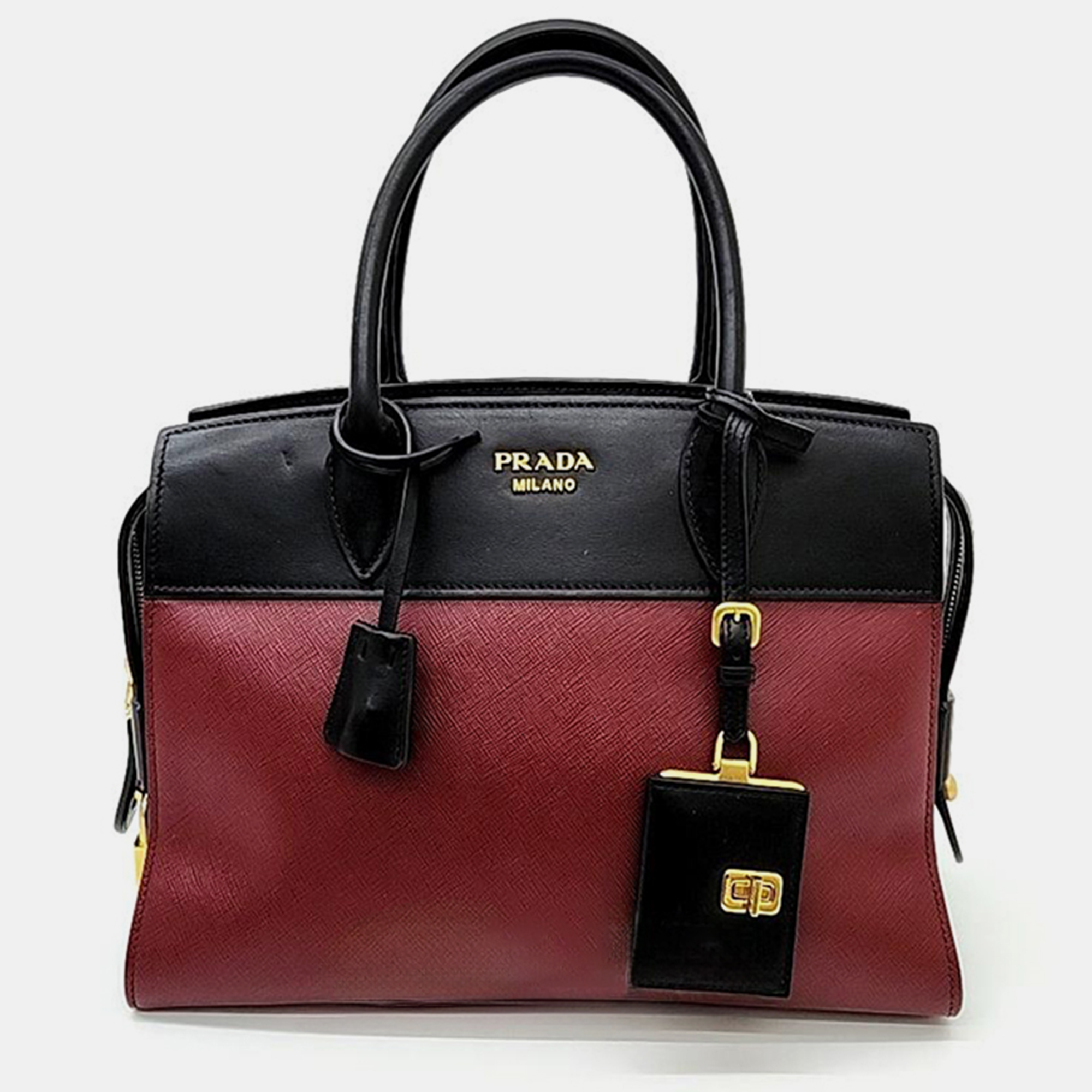 Pre-owned Prada Red/black Tote And Shoulder Bag