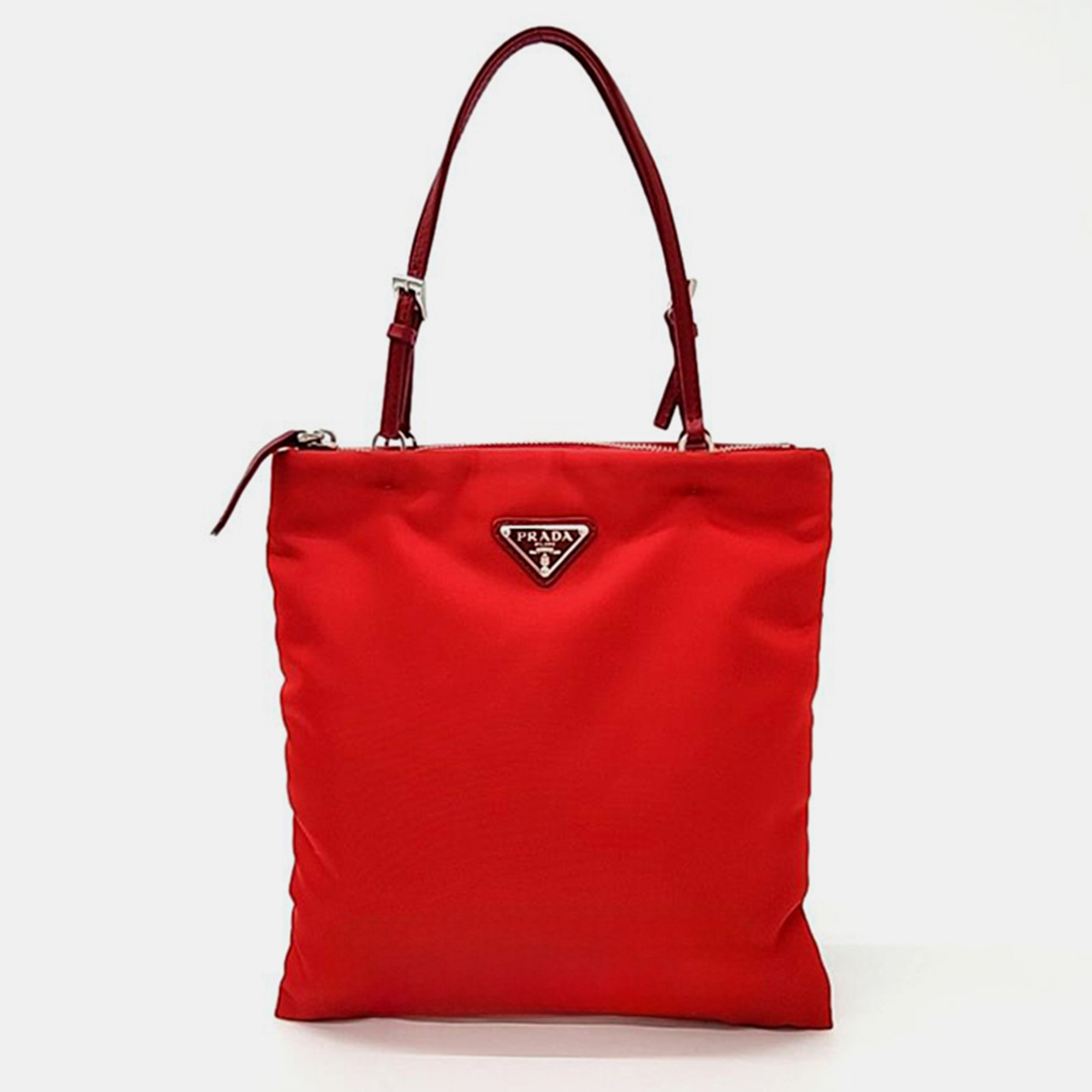 Pre-owned Prada Red Tesuto Tote And Crossbody Bag
