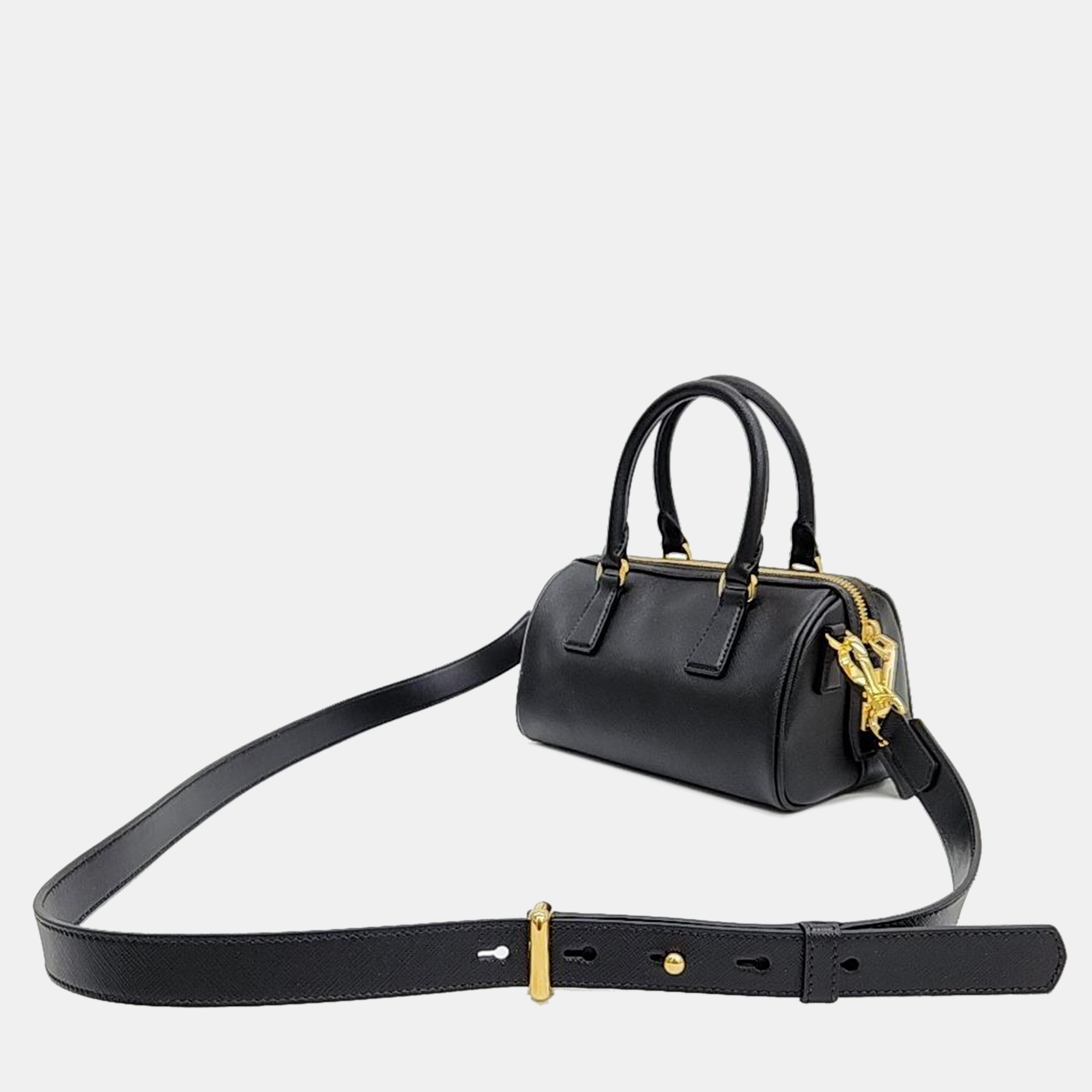 

Prada Saffiano Mini Tote and Shoulder Bag (1BB846), Black