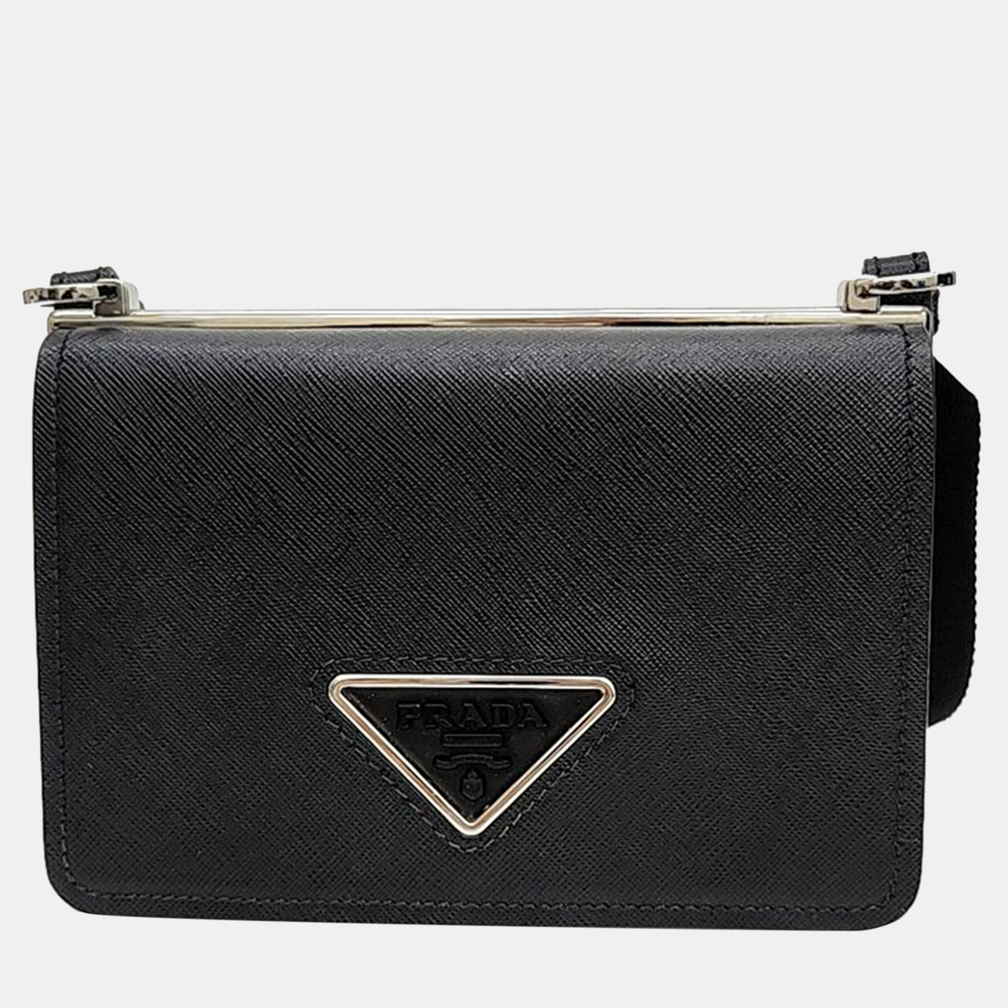 Pre-owned Prada Saffiano Cross Bag (1bd278) In Black